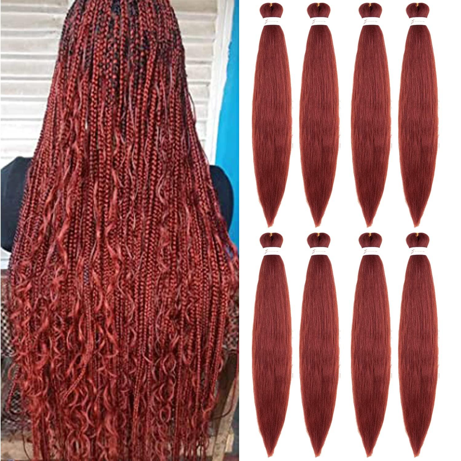 imageBraiding Hair Pre Stretched 24 inch 8 Packs Natural Black Easy Braid Synthetic Professional Soft Yaki TextureNo Itch Hot Water Setting Hair Extensions for Braids 24in1B350