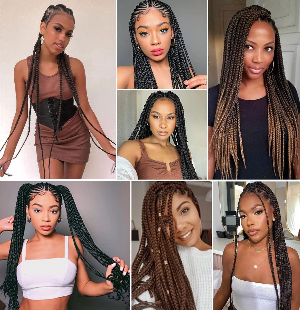 imageBraiding Hair Pre Stretched 24 inch 8 Packs Natural Black Easy Braid Synthetic Professional Soft Yaki TextureNo Itch Hot Water Setting Hair Extensions for Braids 24in1B1B