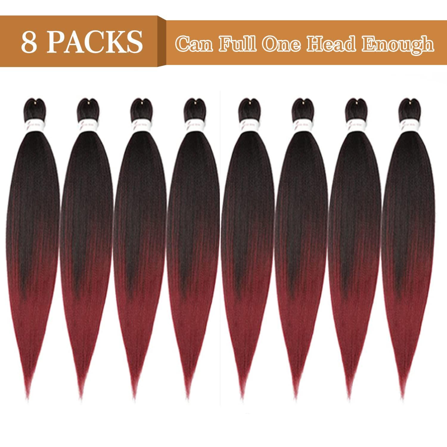 imageBraiding Hair Pre Stretched 24 inch 8 Packs Natural Black Easy Braid Synthetic Professional Soft Yaki TextureNo Itch Hot Water Setting Hair Extensions for Braids 24in1B1B900