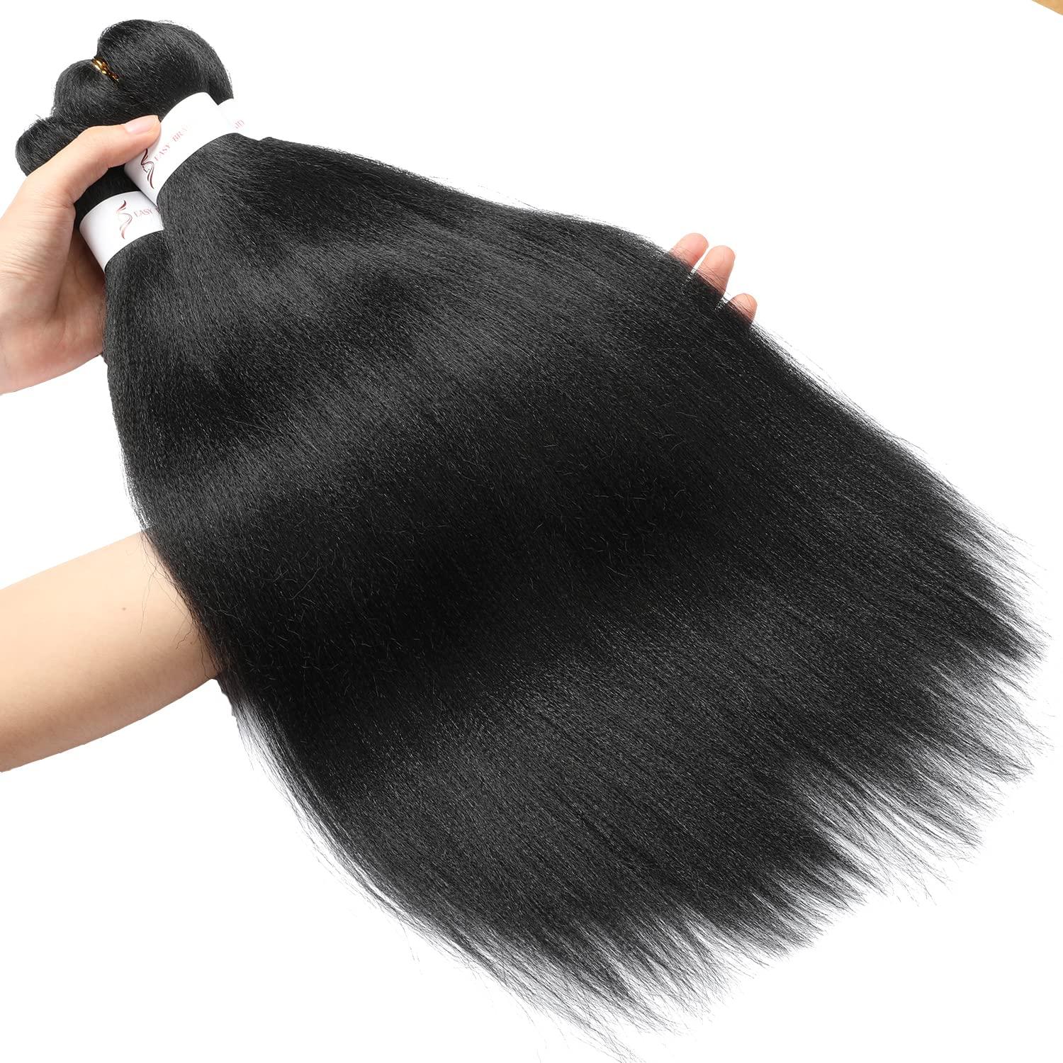 imageBraiding Hair Pre Stretched 24 inch 8 Packs Natural Black Easy Braid Synthetic Professional Soft Yaki TextureNo Itch Hot Water Setting Hair Extensions for Braids 24in1B1B