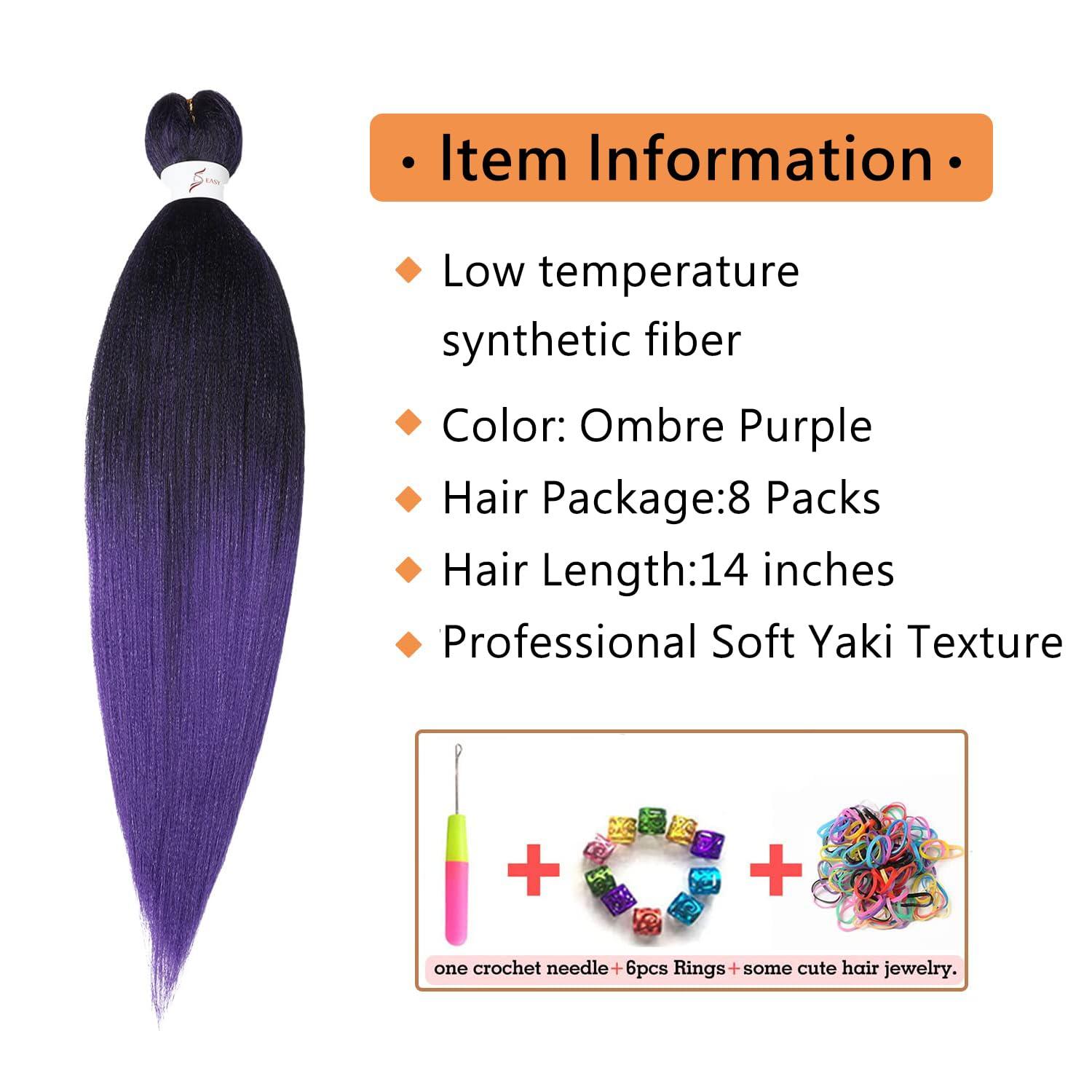 imageBraiding Hair Pre Stretched 24 inch 8 Packs Natural Black Easy Braid Synthetic Professional Soft Yaki TextureNo Itch Hot Water Setting Hair Extensions for Braids 24in1B1BPurple