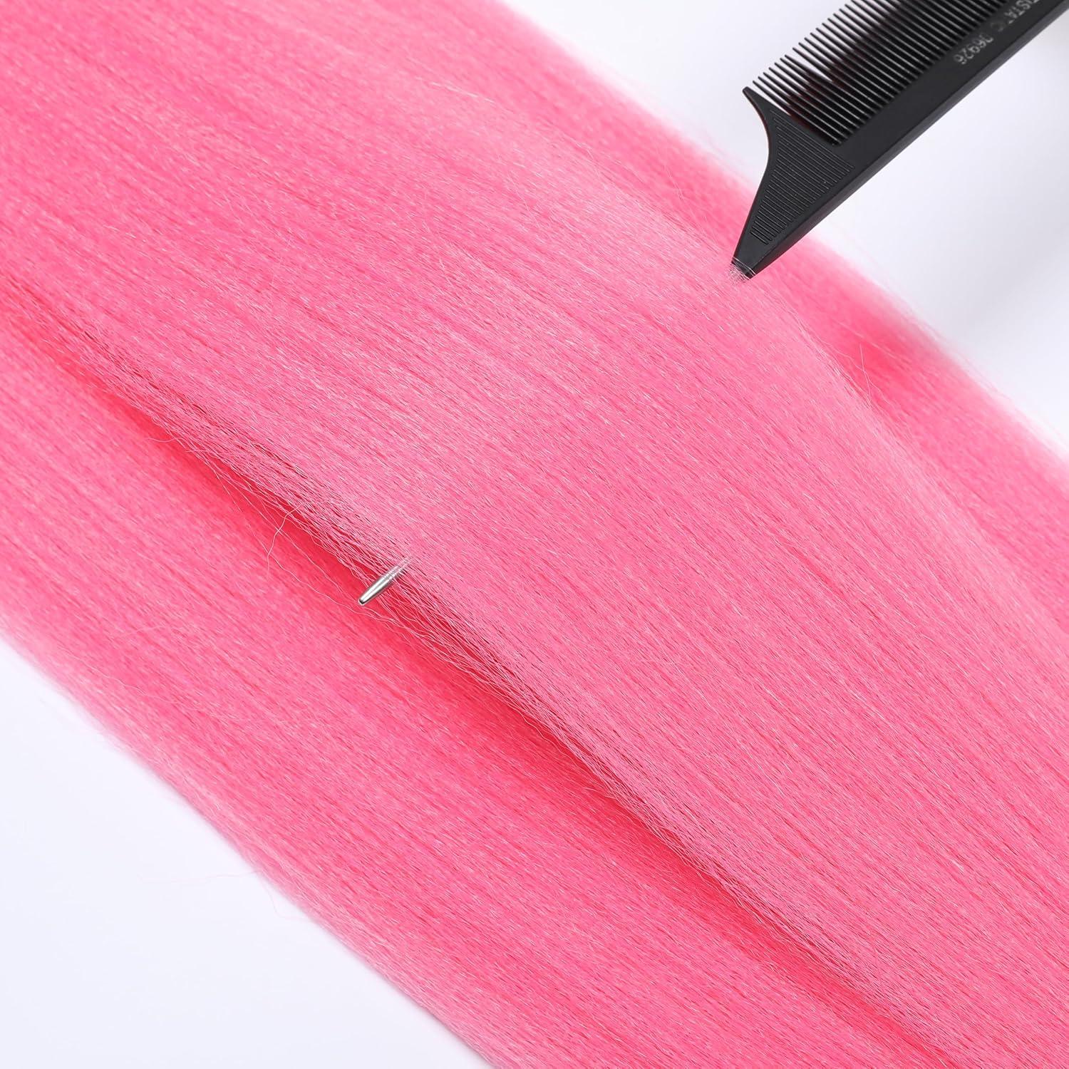 imageBraiding Hair Pre Stretched 24 inch 8 Packs Natural Black Easy Braid Synthetic Professional Soft Yaki TextureNo Itch Hot Water Setting Hair Extensions for Braids 24in1BPink