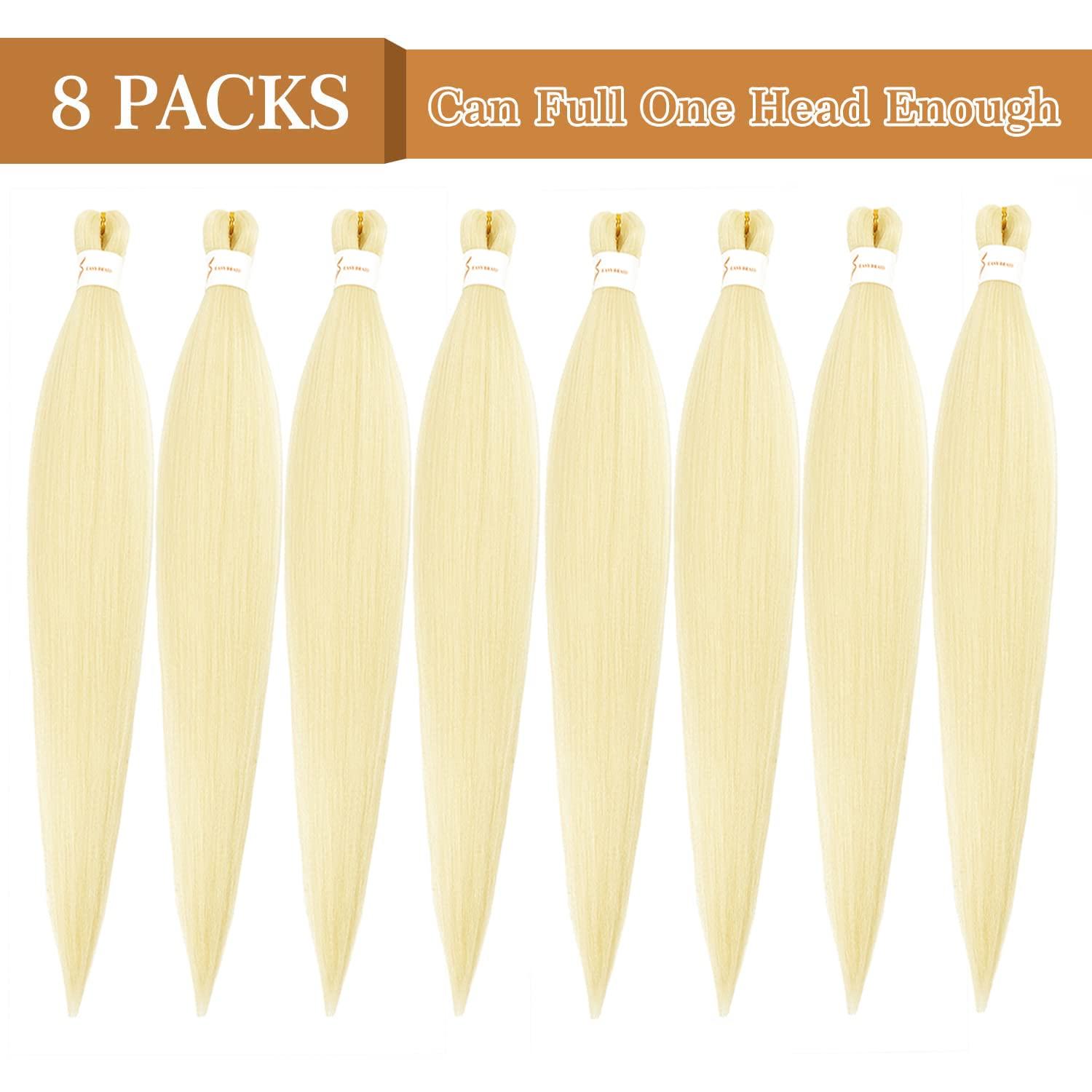 imageBraiding Hair Pre Stretched 24 inch 8 Packs Natural Black Easy Braid Synthetic Professional Soft Yaki TextureNo Itch Hot Water Setting Hair Extensions for Braids 24in1B613