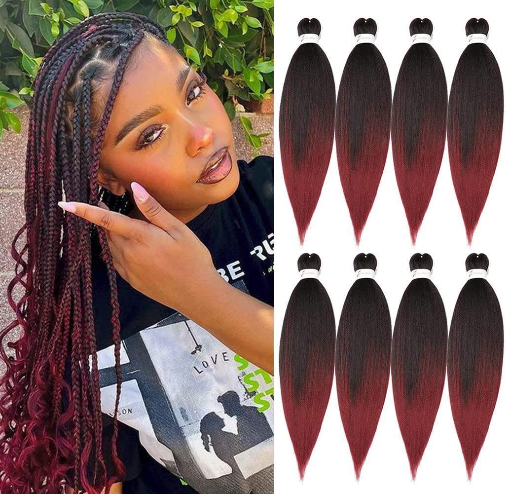imageBraiding Hair Pre Stretched 24 inch 8 Packs Natural Black Easy Braid Synthetic Professional Soft Yaki TextureNo Itch Hot Water Setting Hair Extensions for Braids 24in1B1B900