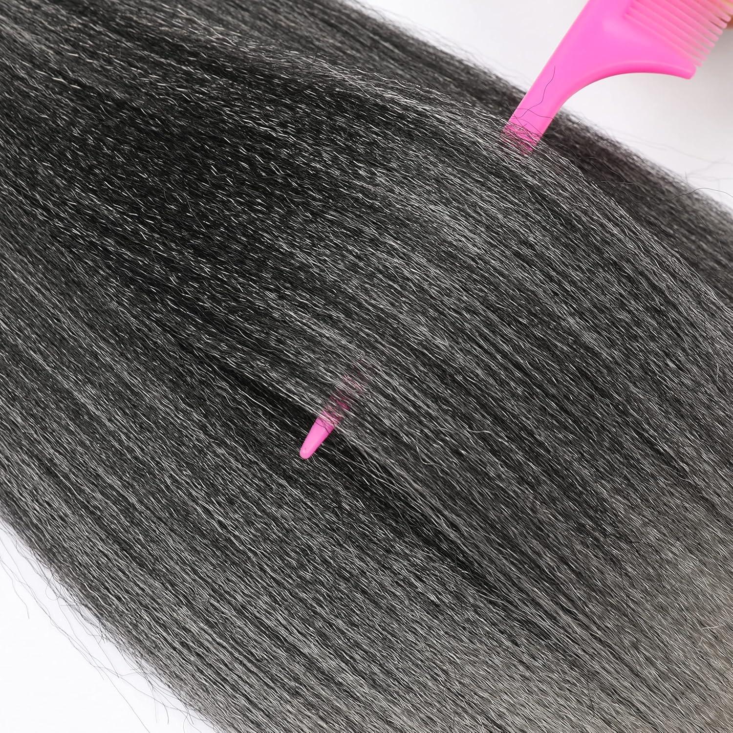 imageBraiding Hair Pre Stretched 24 inch 8 Packs Natural Black Easy Braid Synthetic Professional Soft Yaki TextureNo Itch Hot Water Setting Hair Extensions for Braids 24in1B1BSilver