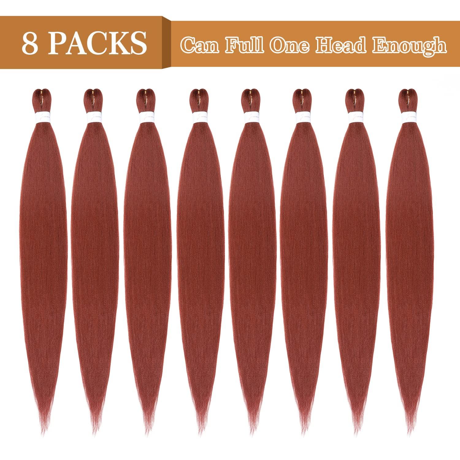 imageBraiding Hair Pre Stretched 24 inch 8 Packs Natural Black Easy Braid Synthetic Professional Soft Yaki TextureNo Itch Hot Water Setting Hair Extensions for Braids 24in1B350