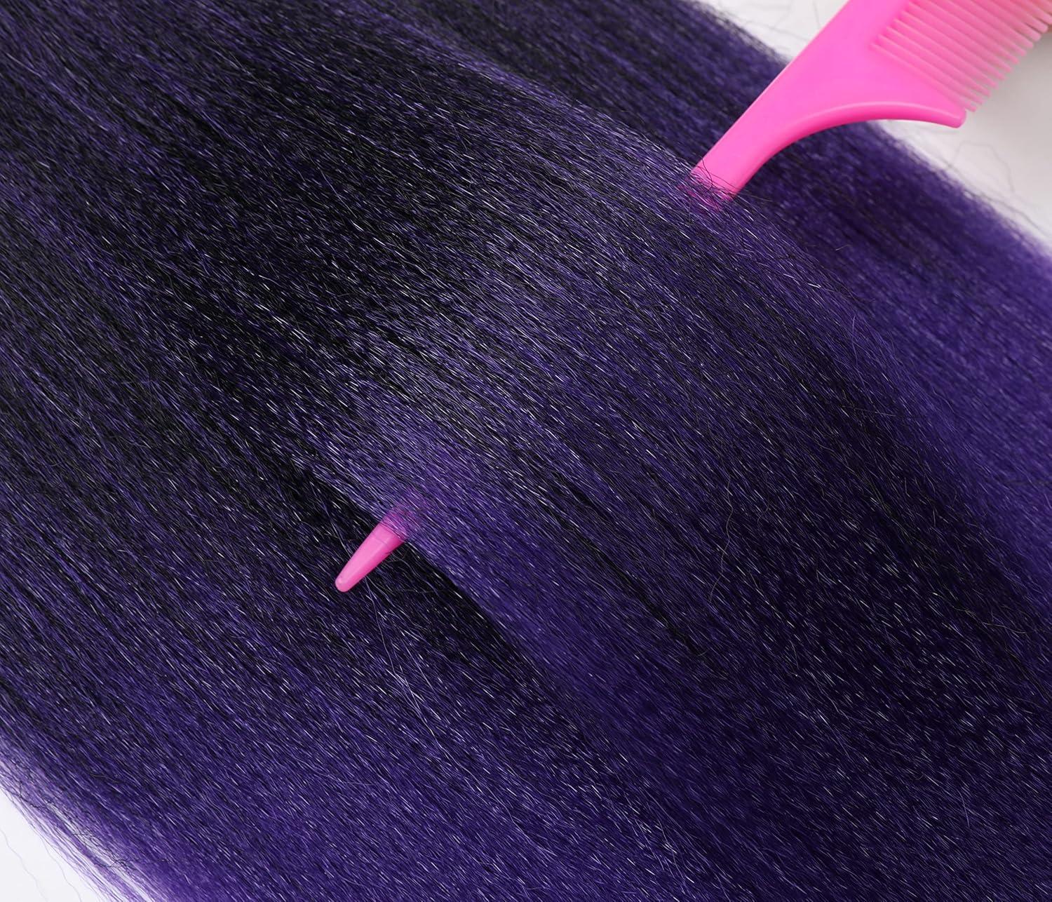 imageBraiding Hair Pre Stretched 24 inch 8 Packs Natural Black Easy Braid Synthetic Professional Soft Yaki TextureNo Itch Hot Water Setting Hair Extensions for Braids 24in1B1BPurple