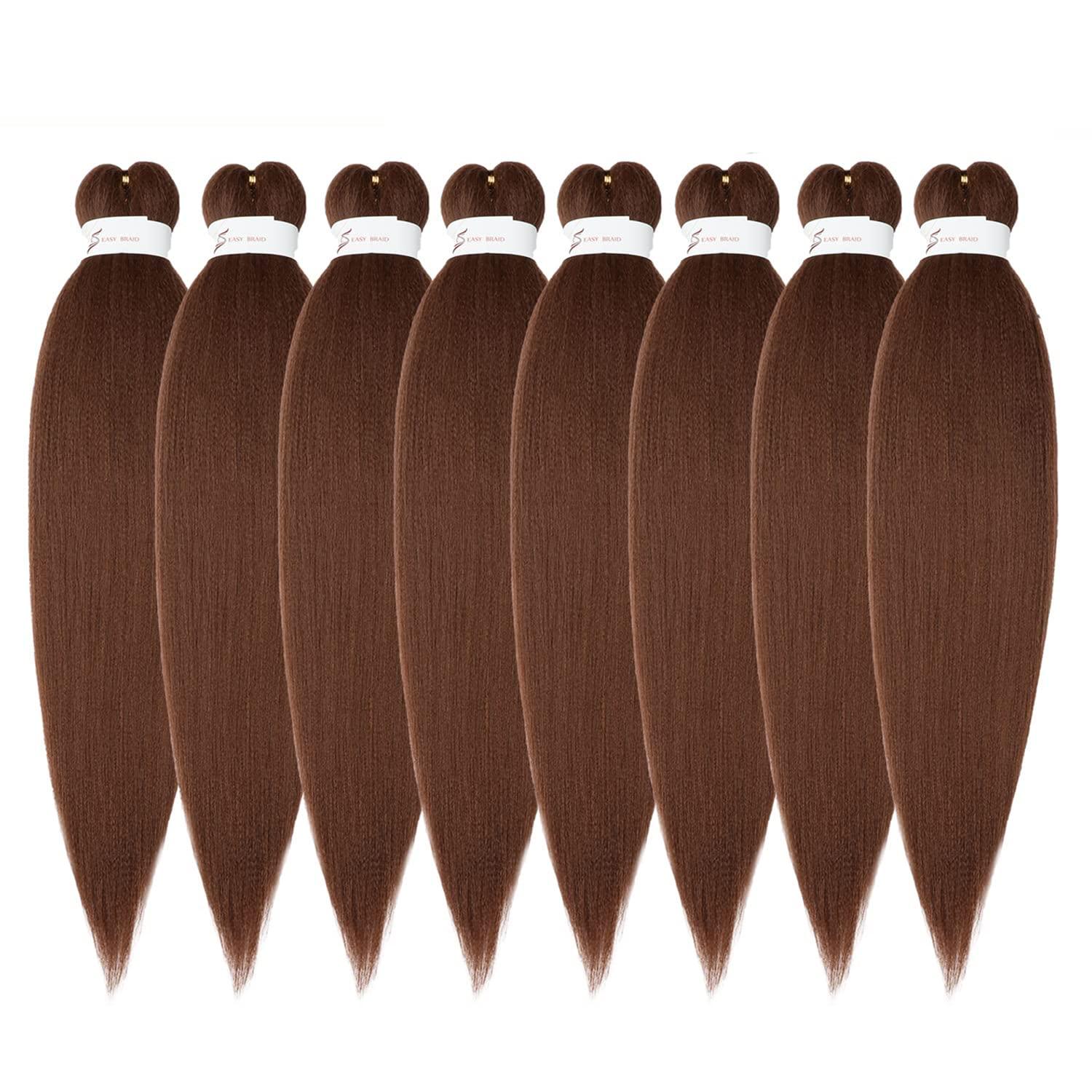 imageBraiding Hair Pre Stretched 24 inch 8 Packs Natural Black Easy Braid Synthetic Professional Soft Yaki TextureNo Itch Hot Water Setting Hair Extensions for Braids 24in1B30