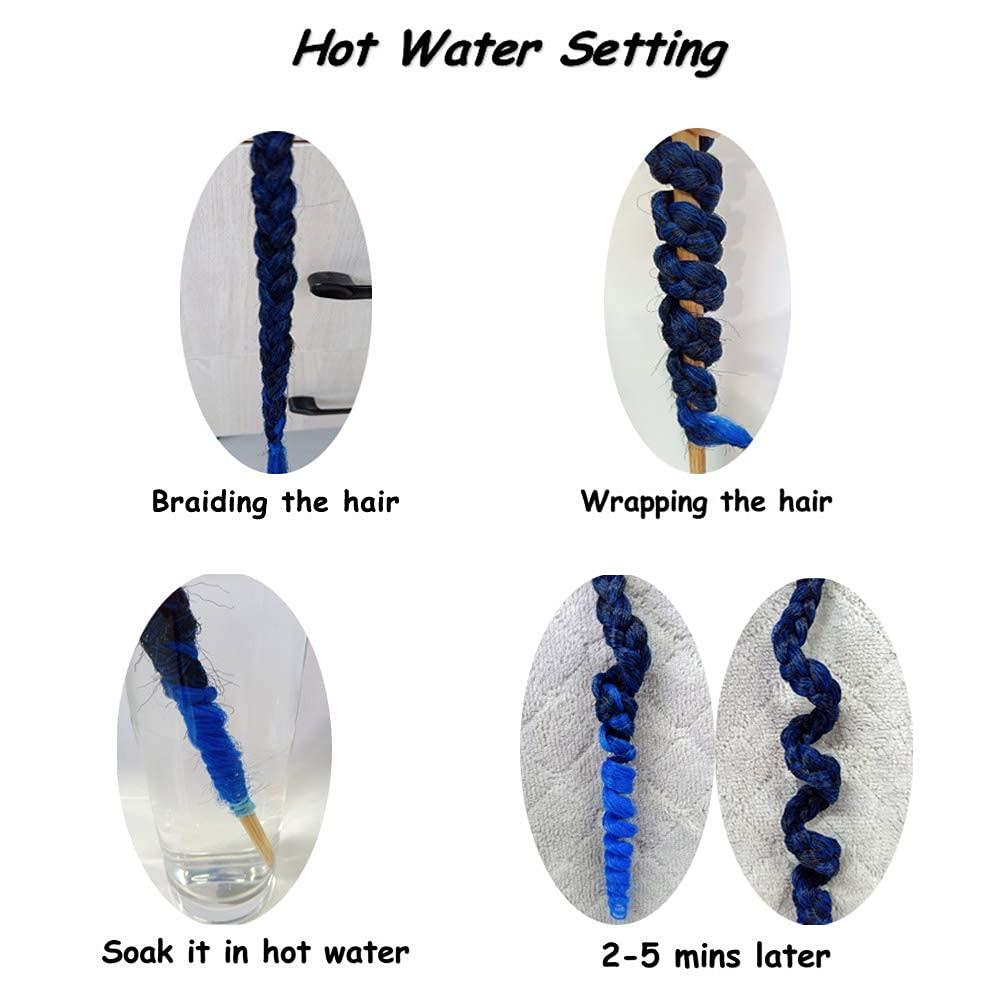 imageBraiding Hair Pre Stretched 24 inch 8 Packs Natural Black Easy Braid Synthetic Professional Soft Yaki TextureNo Itch Hot Water Setting Hair Extensions for Braids 24in1B1B