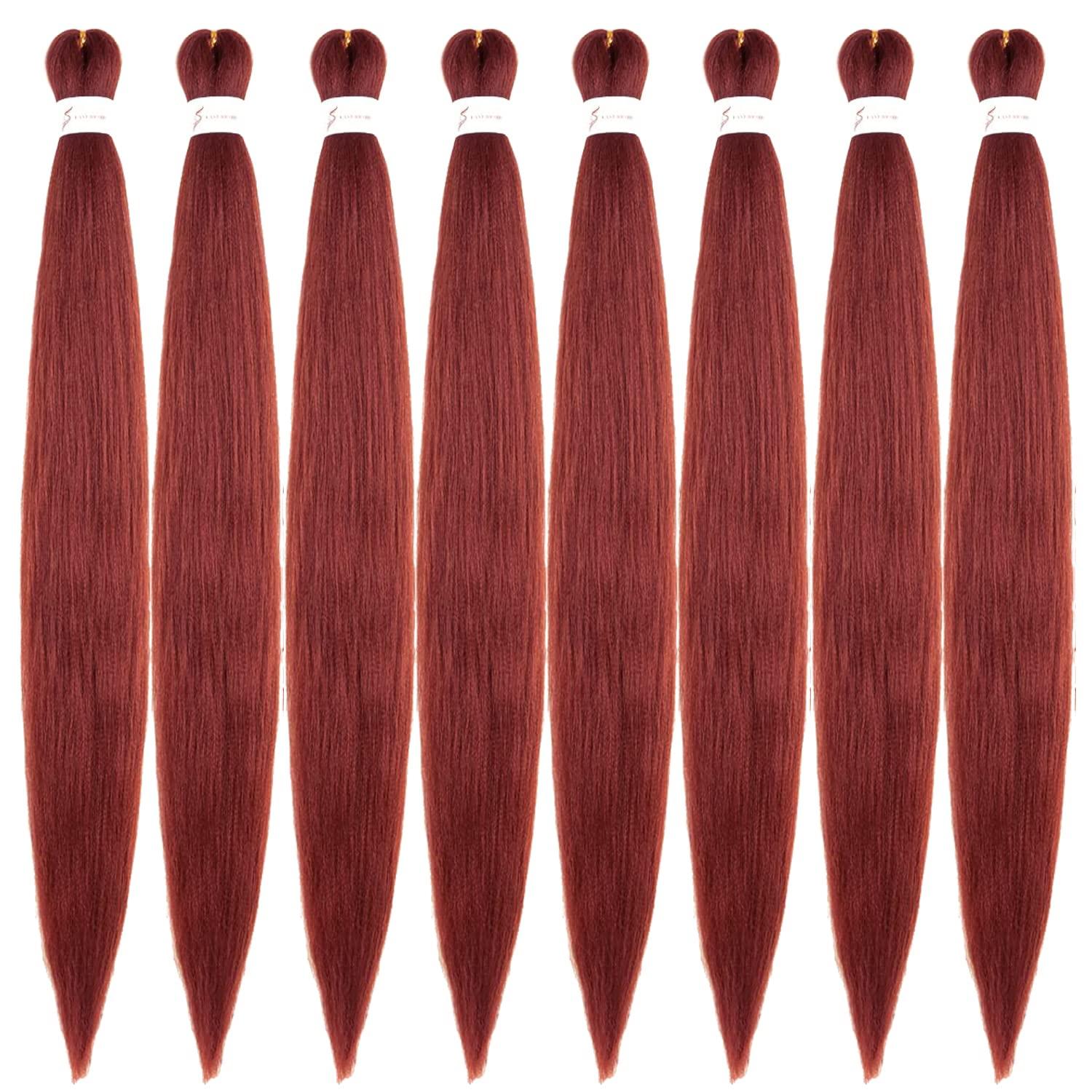 imageBraiding Hair Pre Stretched 24 inch 8 Packs Natural Black Easy Braid Synthetic Professional Soft Yaki TextureNo Itch Hot Water Setting Hair Extensions for Braids 24in1B350