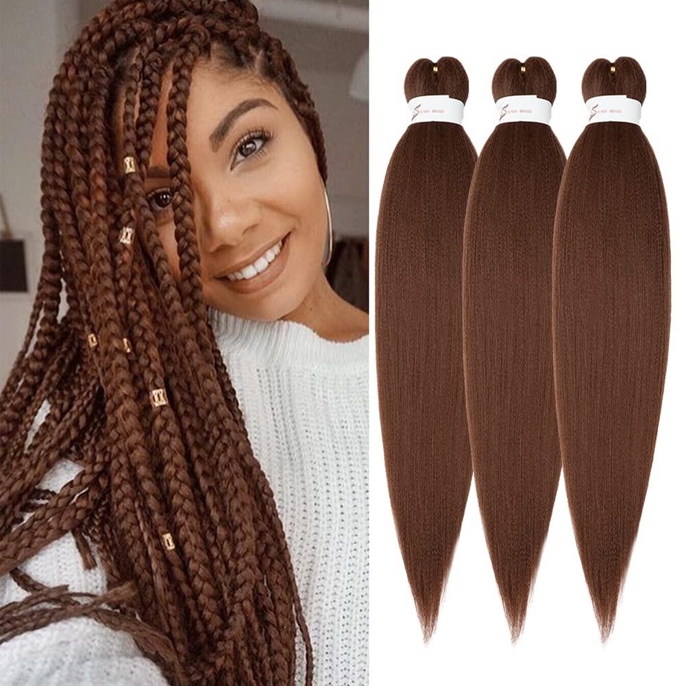 imageBraiding Hair Pre Stretched 24 inch 8 Packs Natural Black Easy Braid Synthetic Professional Soft Yaki TextureNo Itch Hot Water Setting Hair Extensions for Braids 24in1B30