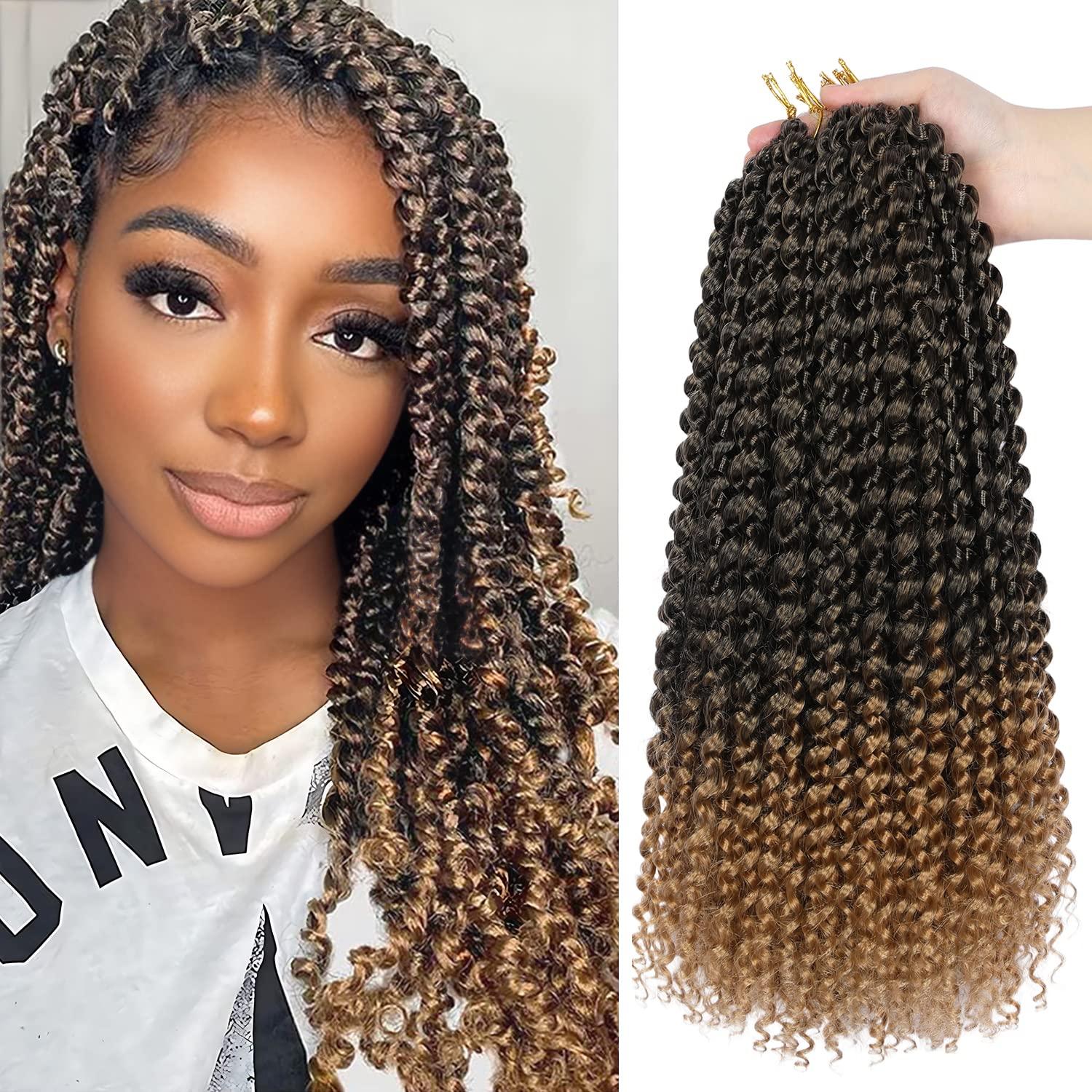 imageUbeleco Passion Twist Hair 18 Inch 6 Packs x22 strands pack132 Strands Full Head Water Wave Crochet Hair Long Curly Braiding Hair Spring Twist Braids Hair Extensions for Black Women1B27