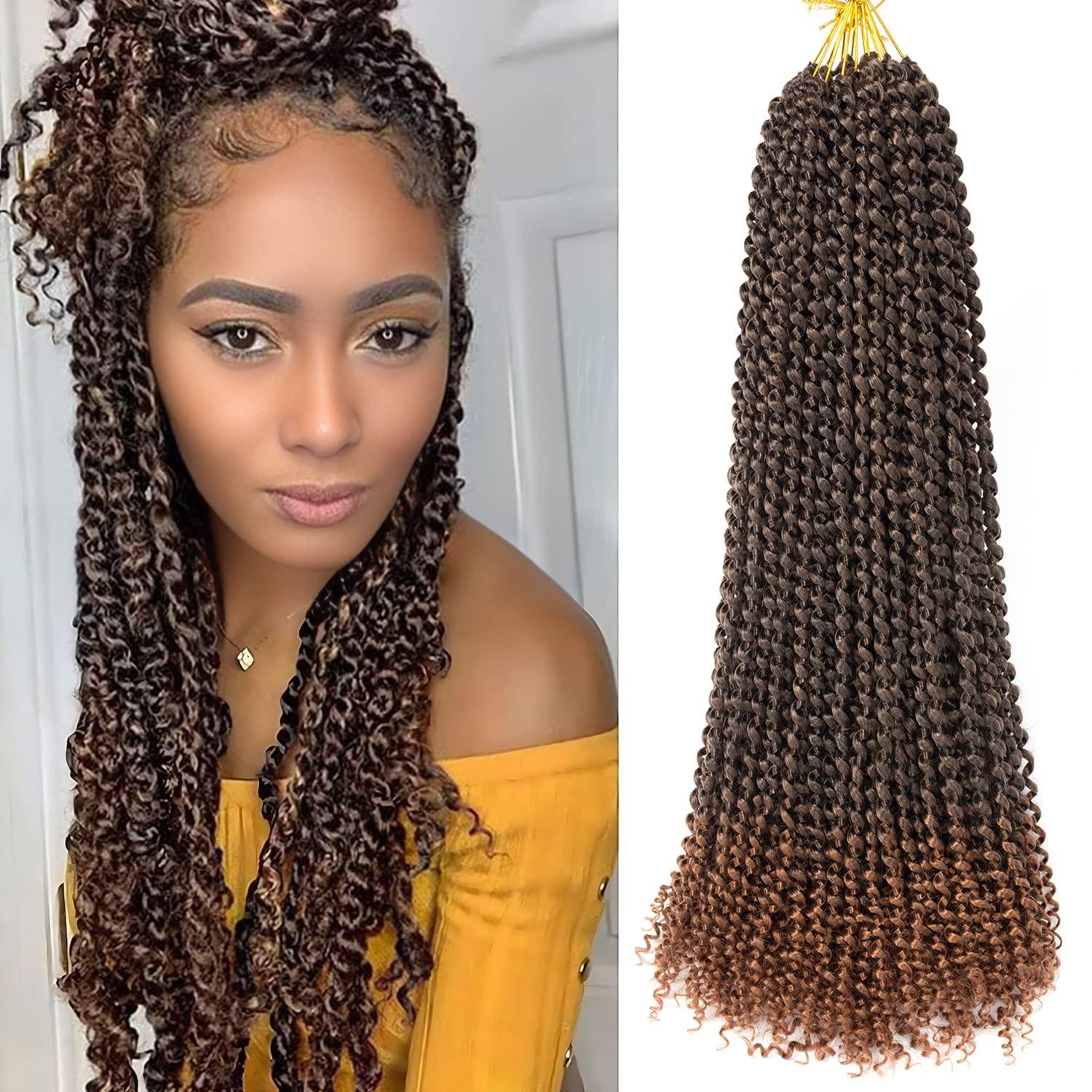 imageUbeleco Passion Twist Hair 18 Inch 6 Packs x22 strands pack132 Strands Full Head Water Wave Crochet Hair Long Curly Braiding Hair Spring Twist Braids Hair Extensions for Black Women1B30