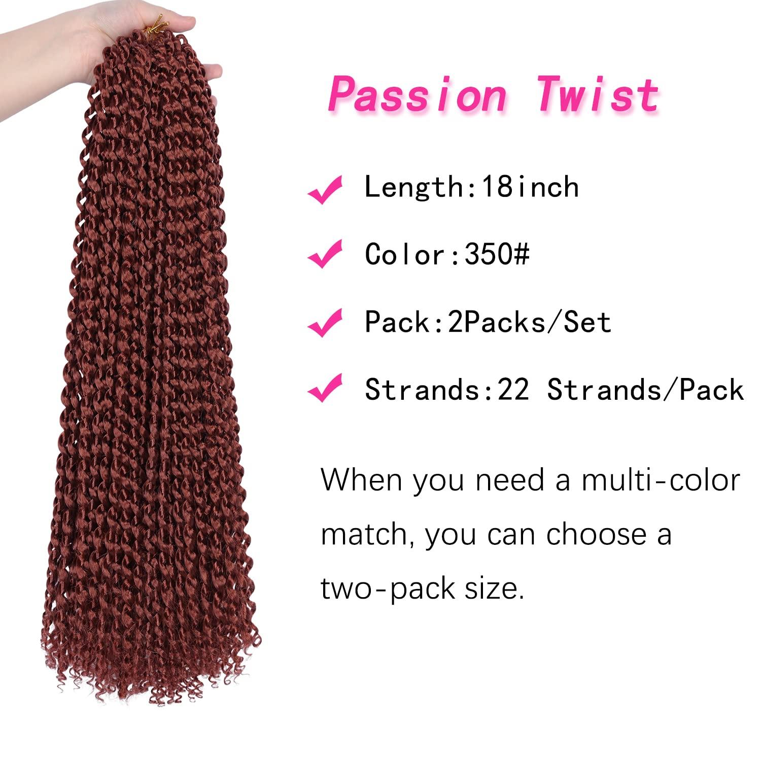 imageUbeleco Passion Twist Hair 18 Inch 6 Packs x22 strands pack132 Strands Full Head Water Wave Crochet Hair Long Curly Braiding Hair Spring Twist Braids Hair Extensions for Black Women350