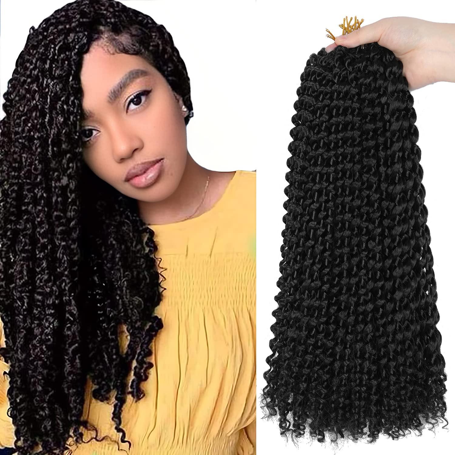 imageUbeleco Passion Twist Hair 18 Inch 6 Packs x22 strands pack132 Strands Full Head Water Wave Crochet Hair Long Curly Braiding Hair Spring Twist Braids Hair Extensions for Black Women1B
