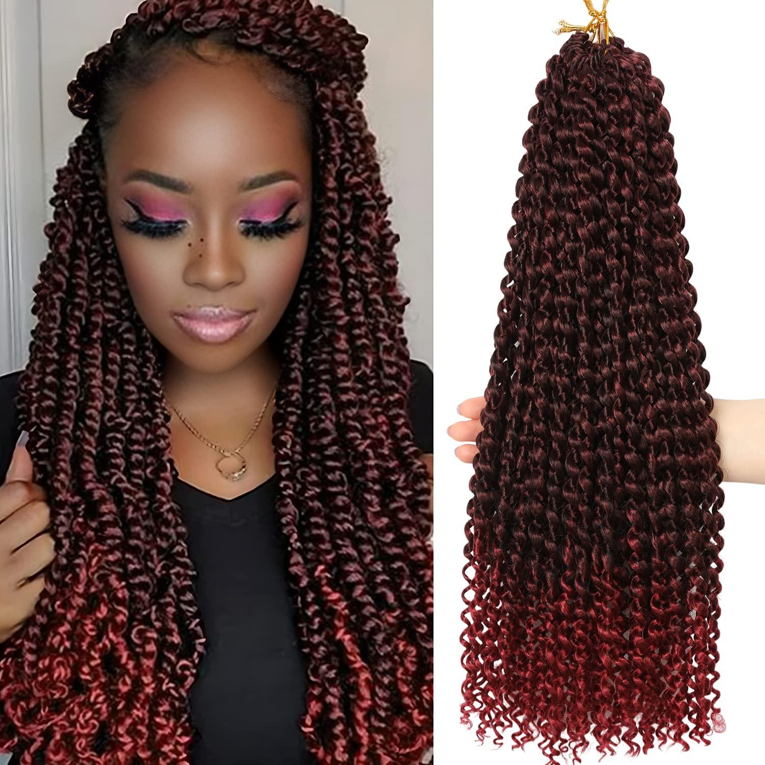 imageUbeleco Passion Twist Hair 18 Inch 6 Packs x22 strands pack132 Strands Full Head Water Wave Crochet Hair Long Curly Braiding Hair Spring Twist Braids Hair Extensions for Black Women1BBug