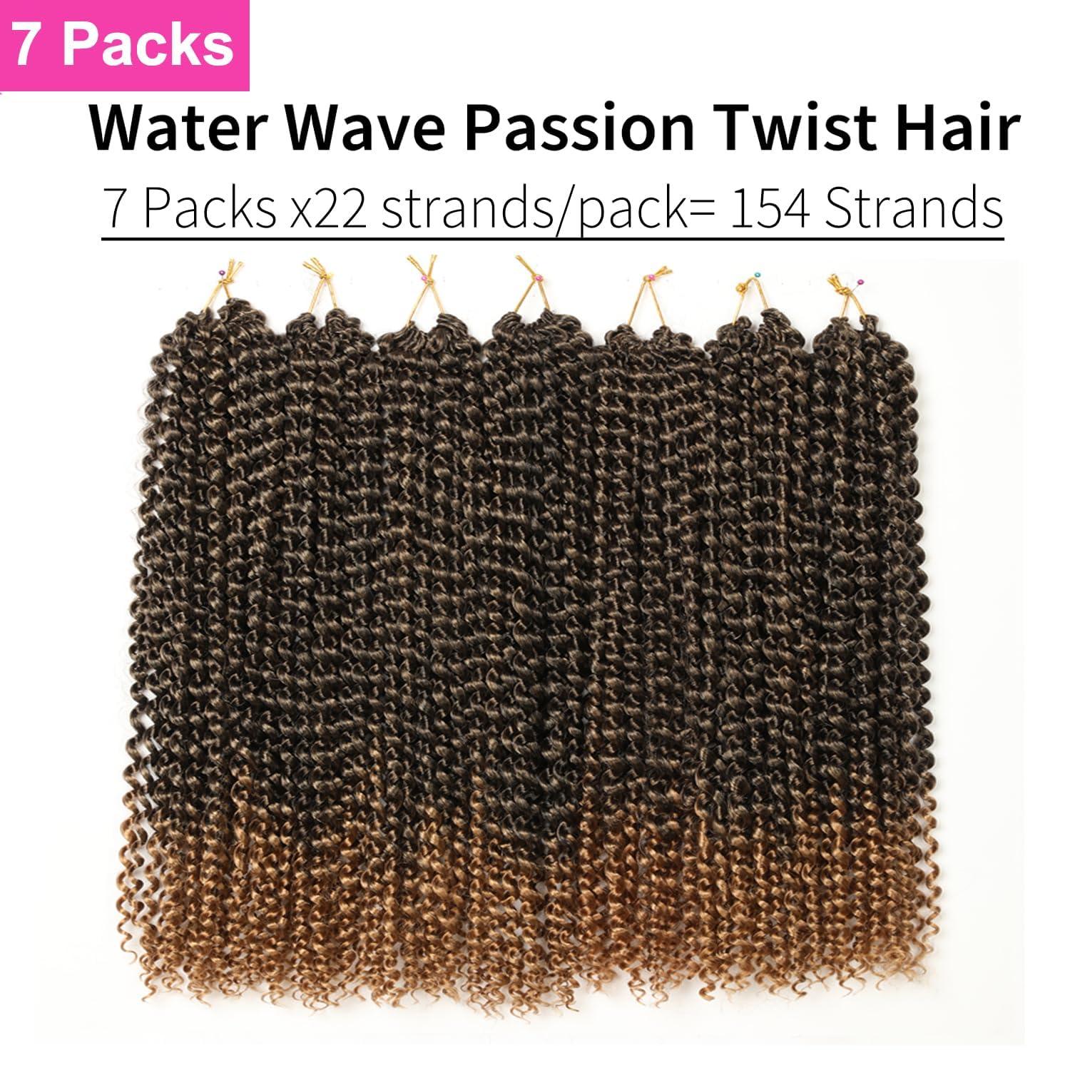 imageUbeleco Passion Twist Hair 18 Inch 6 Packs x22 strands pack132 Strands Full Head Water Wave Crochet Hair Long Curly Braiding Hair Spring Twist Braids Hair Extensions for Black Women1B27