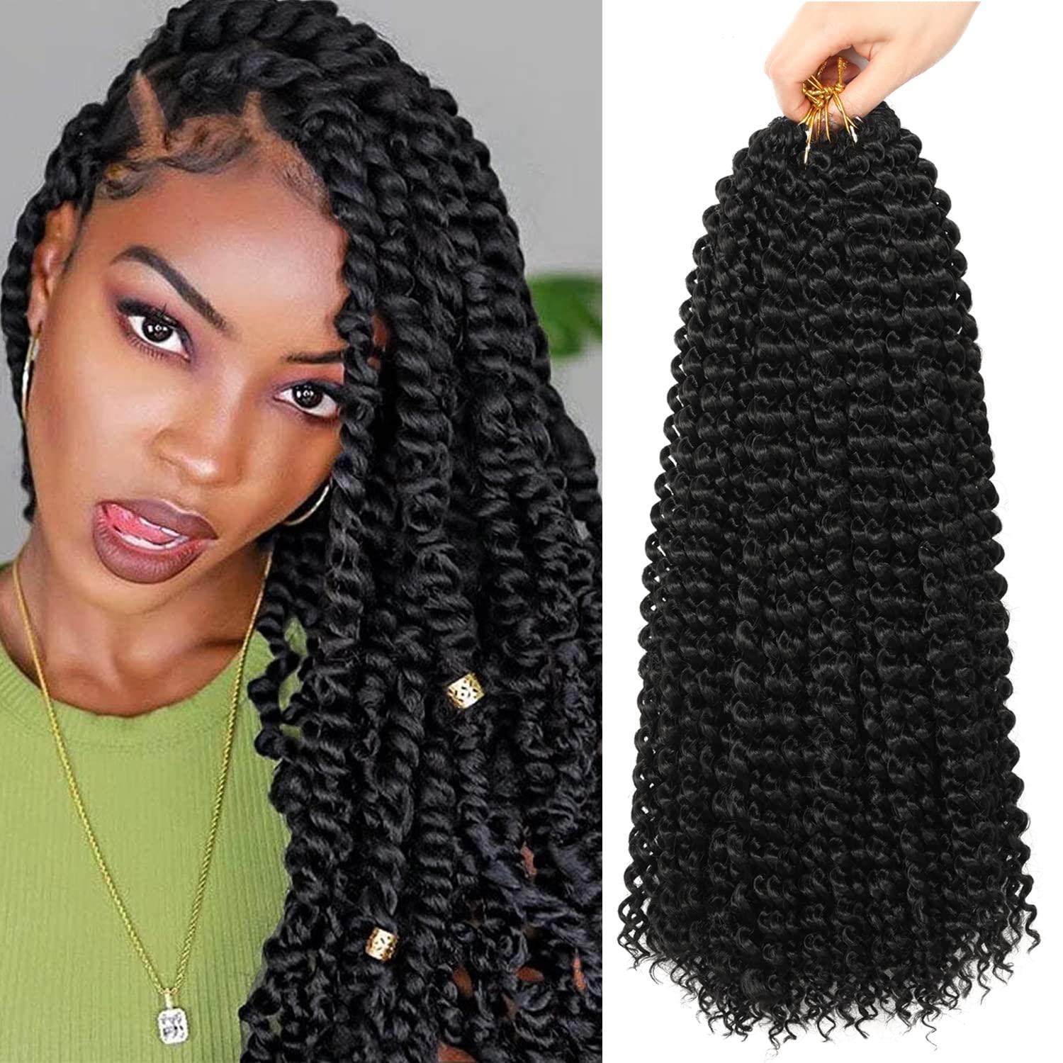 imageUbeleco Passion Twist Hair 18 Inch 6 Packs x22 strands pack132 Strands Full Head Water Wave Crochet Hair Long Curly Braiding Hair Spring Twist Braids Hair Extensions for Black Women1B