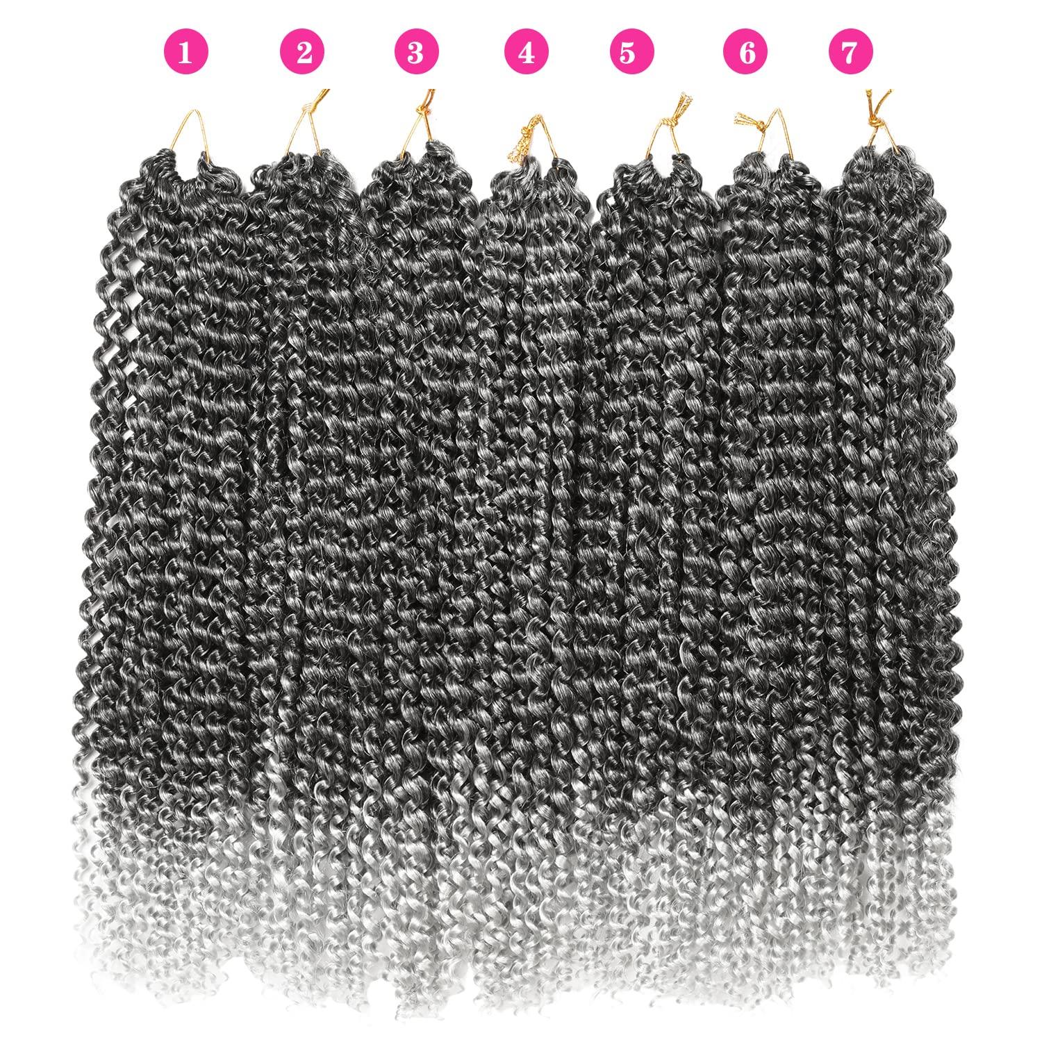 imageUbeleco Passion Twist Hair 18 Inch 6 Packs x22 strands pack132 Strands Full Head Water Wave Crochet Hair Long Curly Braiding Hair Spring Twist Braids Hair Extensions for Black Women1BGray