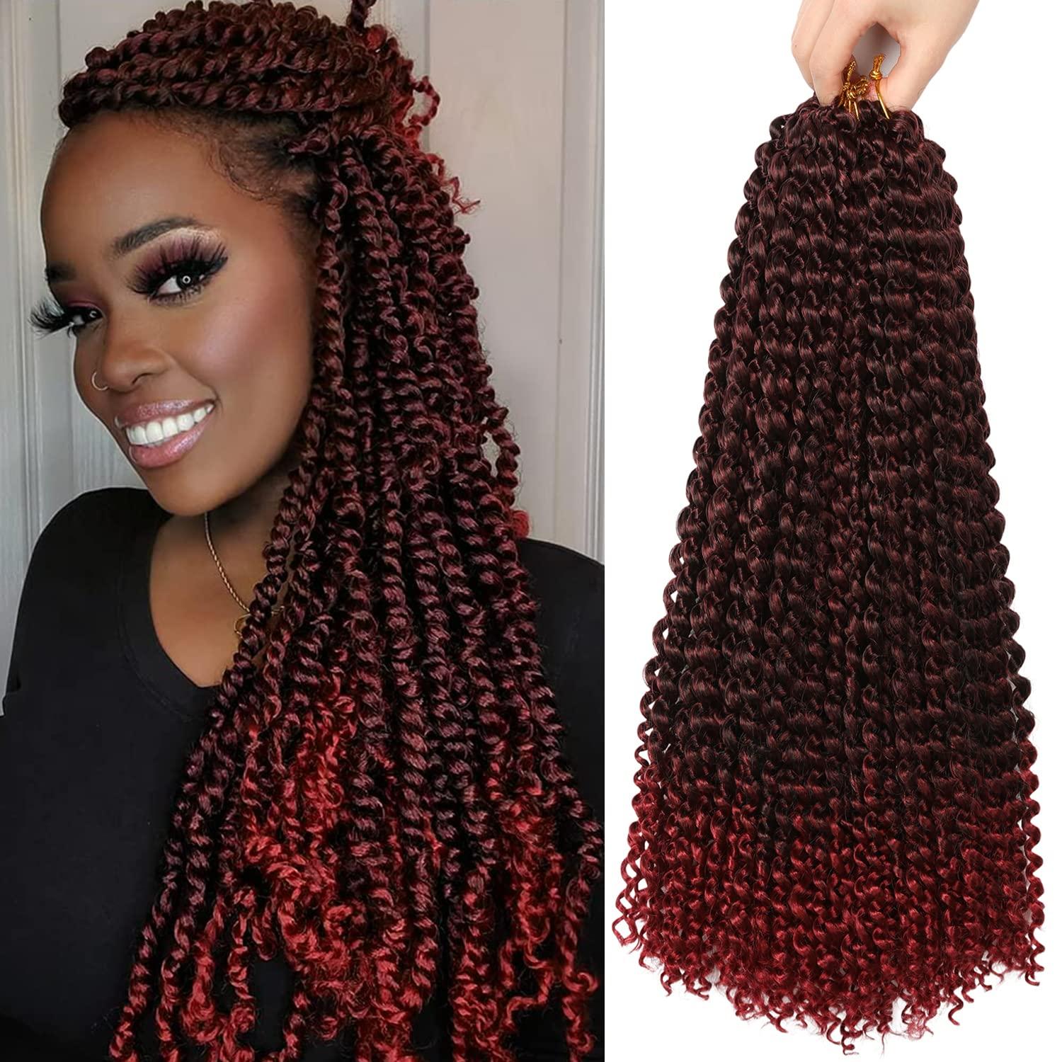 imageUbeleco Passion Twist Hair 18 Inch 6 Packs x22 strands pack132 Strands Full Head Water Wave Crochet Hair Long Curly Braiding Hair Spring Twist Braids Hair Extensions for Black Women1BBug