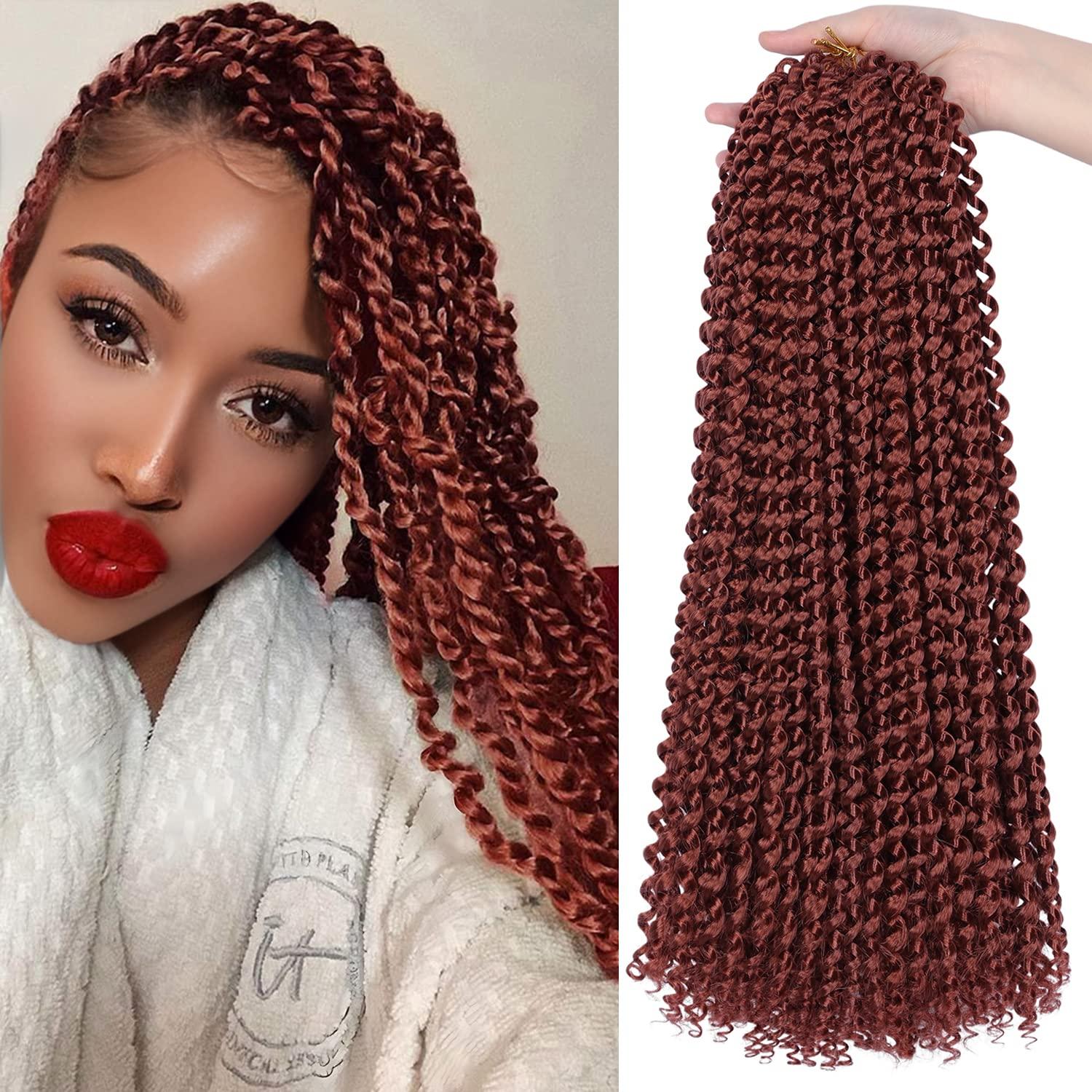 imageUbeleco Passion Twist Hair 18 Inch 6 Packs x22 strands pack132 Strands Full Head Water Wave Crochet Hair Long Curly Braiding Hair Spring Twist Braids Hair Extensions for Black Women350