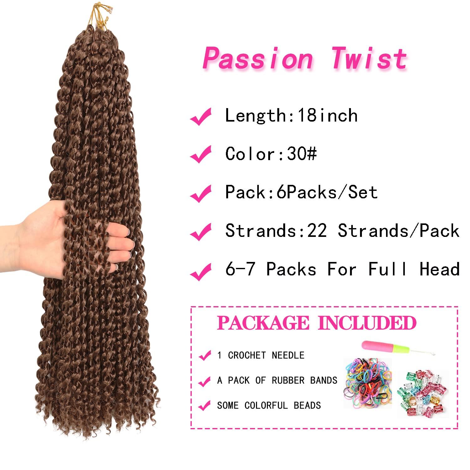 imageUbeleco Passion Twist Hair 18 Inch 6 Packs x22 strands pack132 Strands Full Head Water Wave Crochet Hair Long Curly Braiding Hair Spring Twist Braids Hair Extensions for Black Women30