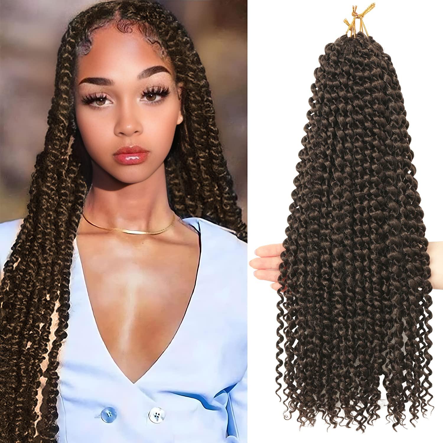 imageUbeleco Passion Twist Hair 18 Inch 6 Packs x22 strands pack132 Strands Full Head Water Wave Crochet Hair Long Curly Braiding Hair Spring Twist Braids Hair Extensions for Black Women4