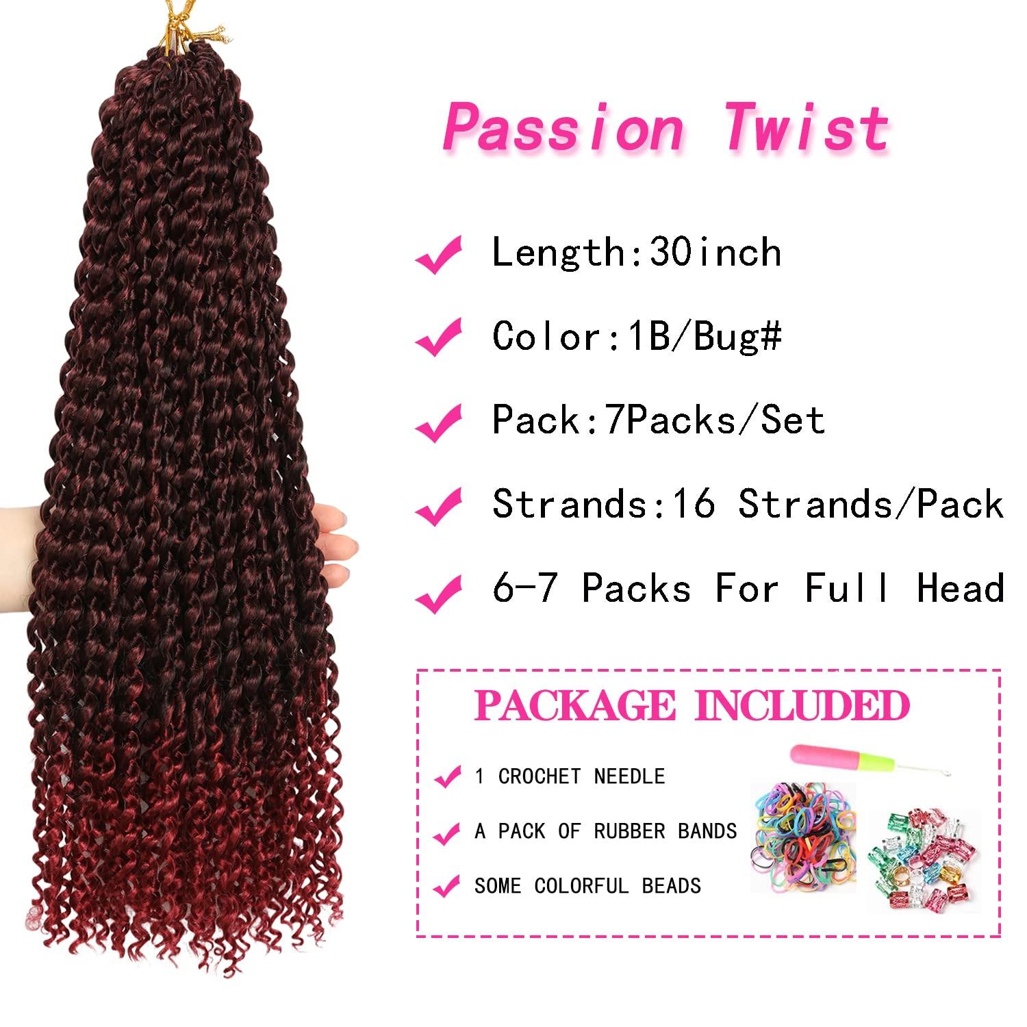 imageUbeleco Passion Twist Hair 18 Inch 6 Packs x22 strands pack132 Strands Full Head Water Wave Crochet Hair Long Curly Braiding Hair Spring Twist Braids Hair Extensions for Black Women1BBug