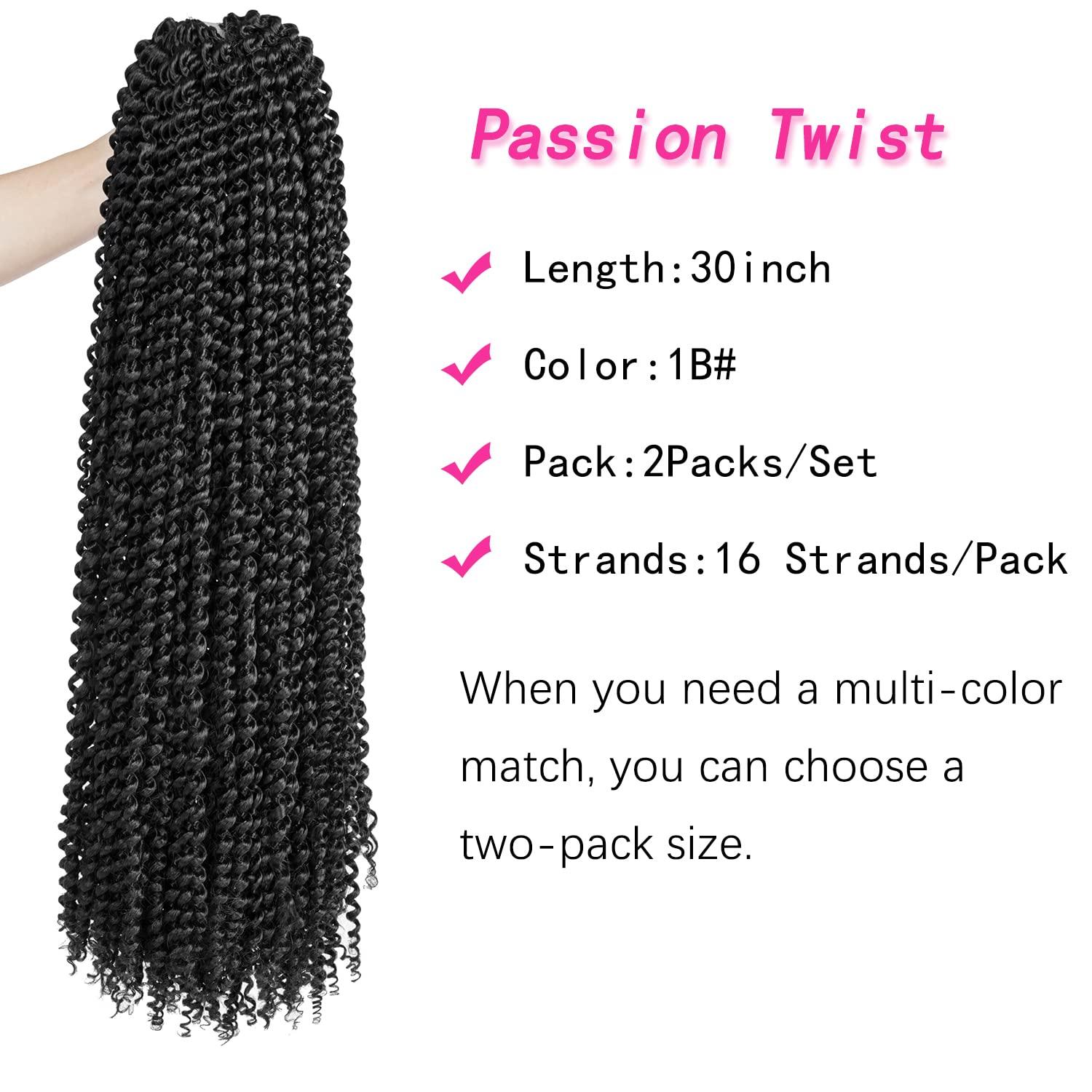imageUbeleco Passion Twist Hair 18 Inch 6 Packs x22 strands pack132 Strands Full Head Water Wave Crochet Hair Long Curly Braiding Hair Spring Twist Braids Hair Extensions for Black Women1B