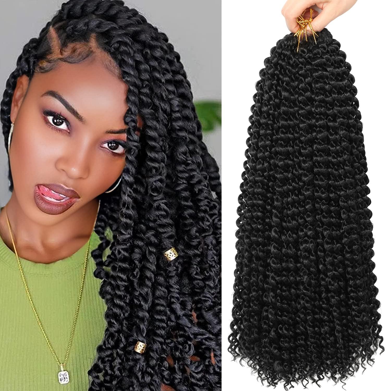 imageUbeleco Passion Twist Hair 18 Inch 6 Packs x22 strands pack132 Strands Full Head Water Wave Crochet Hair Long Curly Braiding Hair Spring Twist Braids Hair Extensions for Black Women1B