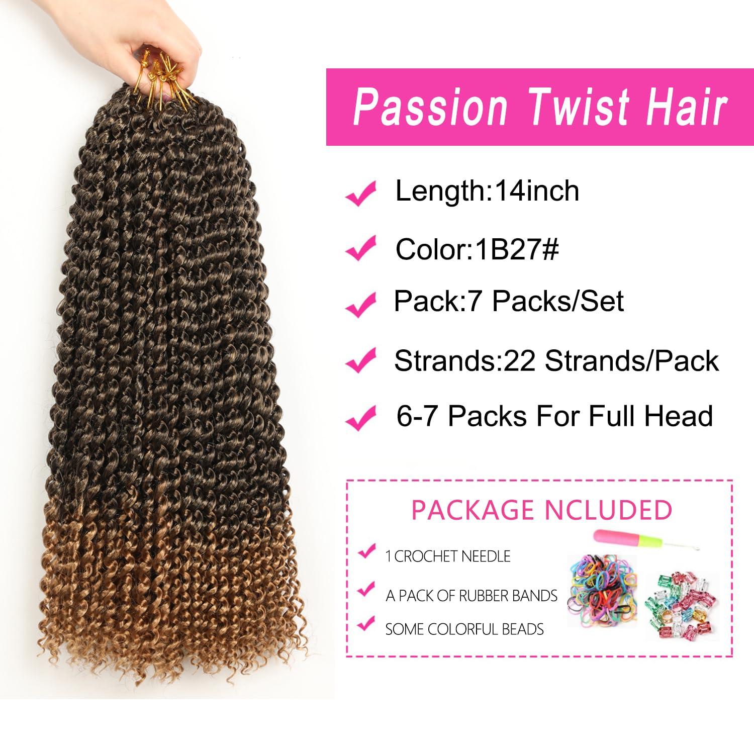 imageUbeleco Passion Twist Hair 18 Inch 6 Packs x22 strands pack132 Strands Full Head Water Wave Crochet Hair Long Curly Braiding Hair Spring Twist Braids Hair Extensions for Black Women1B27