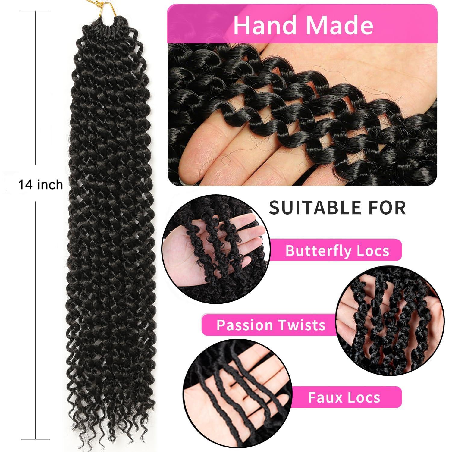 imageUbeleco Passion Twist Hair 18 Inch 6 Packs x22 strands pack132 Strands Full Head Water Wave Crochet Hair Long Curly Braiding Hair Spring Twist Braids Hair Extensions for Black Women1B