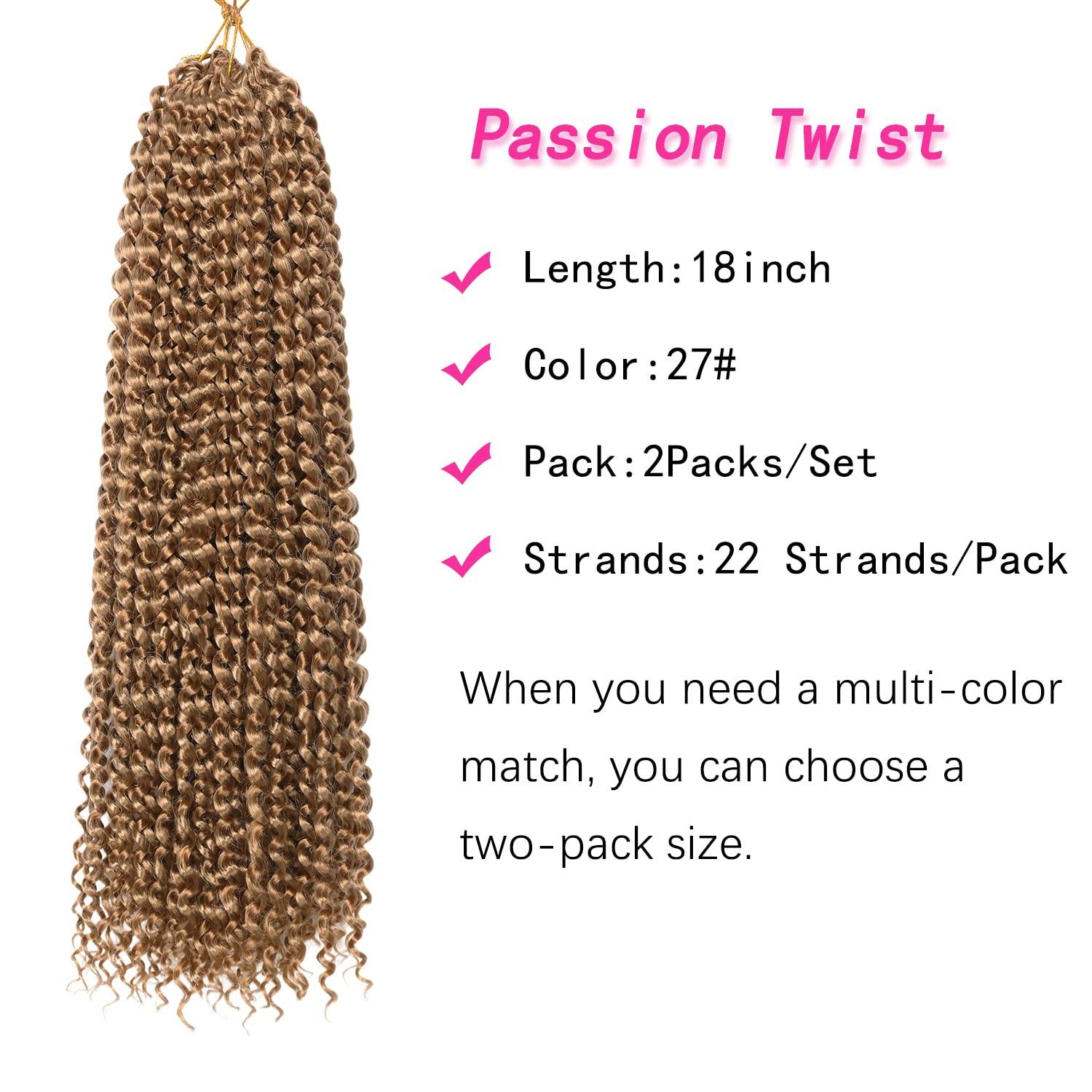 imageUbeleco Passion Twist Hair 18 Inch 6 Packs x22 strands pack132 Strands Full Head Water Wave Crochet Hair Long Curly Braiding Hair Spring Twist Braids Hair Extensions for Black Women27