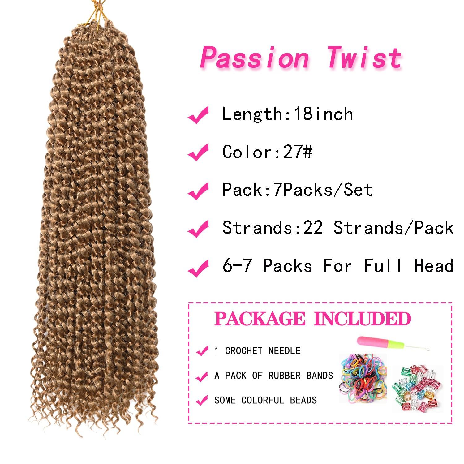 imageUbeleco Passion Twist Hair 18 Inch 6 Packs x22 strands pack132 Strands Full Head Water Wave Crochet Hair Long Curly Braiding Hair Spring Twist Braids Hair Extensions for Black Women27