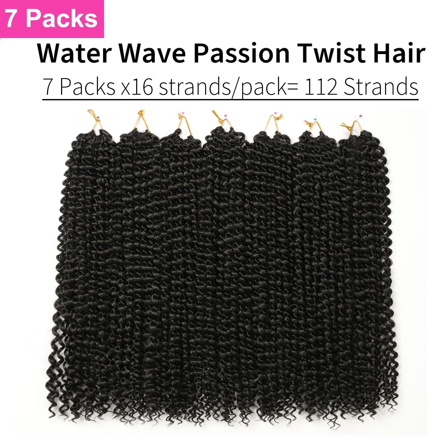 imageUbeleco Passion Twist Hair 18 Inch 6 Packs x22 strands pack132 Strands Full Head Water Wave Crochet Hair Long Curly Braiding Hair Spring Twist Braids Hair Extensions for Black Women1B