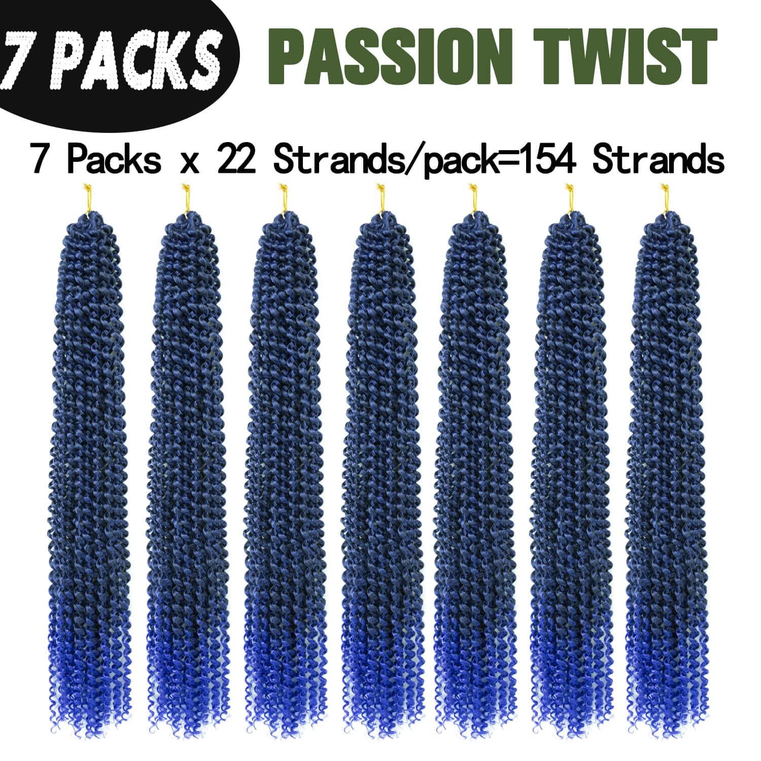 imageUbeleco Passion Twist Hair 18 Inch 6 Packs x22 strands pack132 Strands Full Head Water Wave Crochet Hair Long Curly Braiding Hair Spring Twist Braids Hair Extensions for Black Women1BBlue