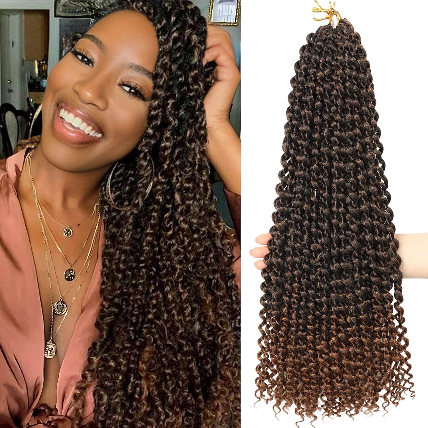 imageUbeleco Passion Twist Hair 18 Inch 6 Packs x22 strands pack132 Strands Full Head Water Wave Crochet Hair Long Curly Braiding Hair Spring Twist Braids Hair Extensions for Black Women1B30