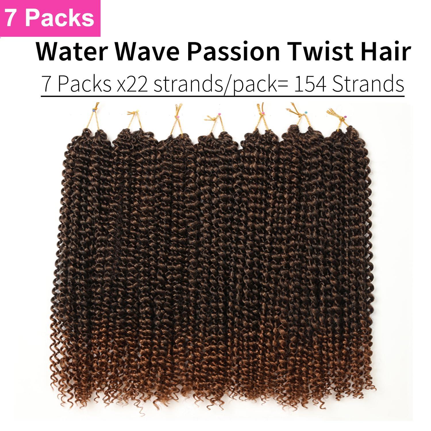 imageUbeleco Passion Twist Hair 18 Inch 6 Packs x22 strands pack132 Strands Full Head Water Wave Crochet Hair Long Curly Braiding Hair Spring Twist Braids Hair Extensions for Black Women1B30