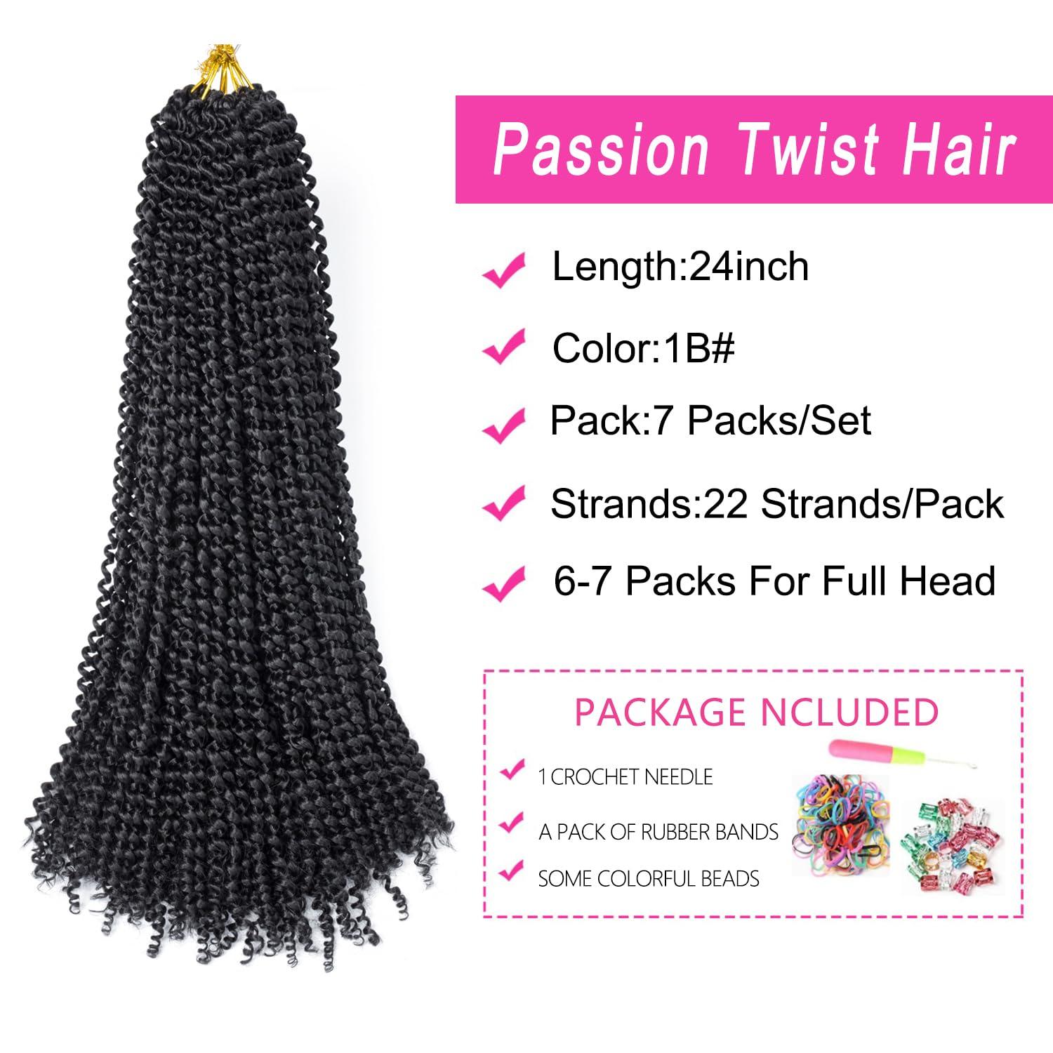 imageUbeleco Passion Twist Hair 18 Inch 6 Packs x22 strands pack132 Strands Full Head Water Wave Crochet Hair Long Curly Braiding Hair Spring Twist Braids Hair Extensions for Black Women1B