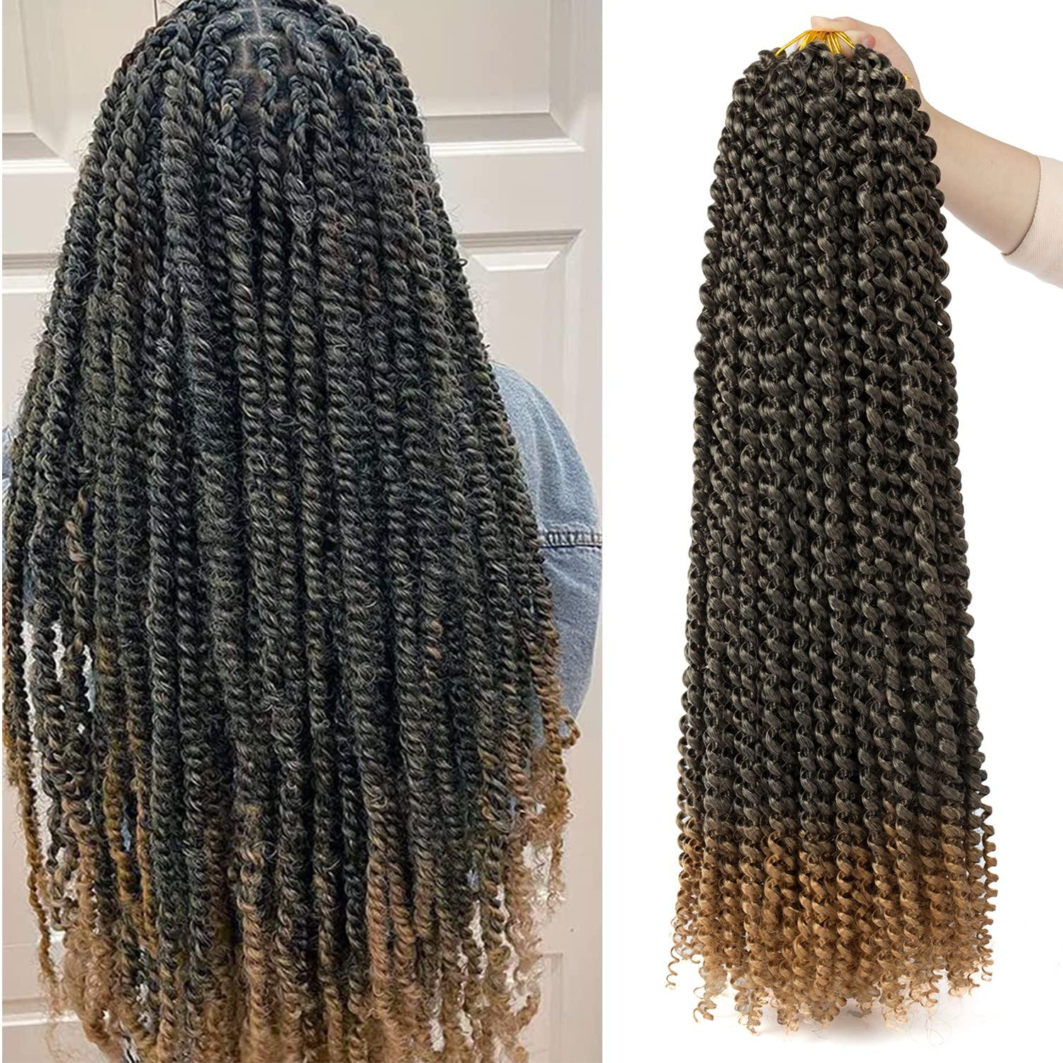 imageUbeleco Passion Twist Hair 18 Inch 6 Packs x22 strands pack132 Strands Full Head Water Wave Crochet Hair Long Curly Braiding Hair Spring Twist Braids Hair Extensions for Black Women1B27