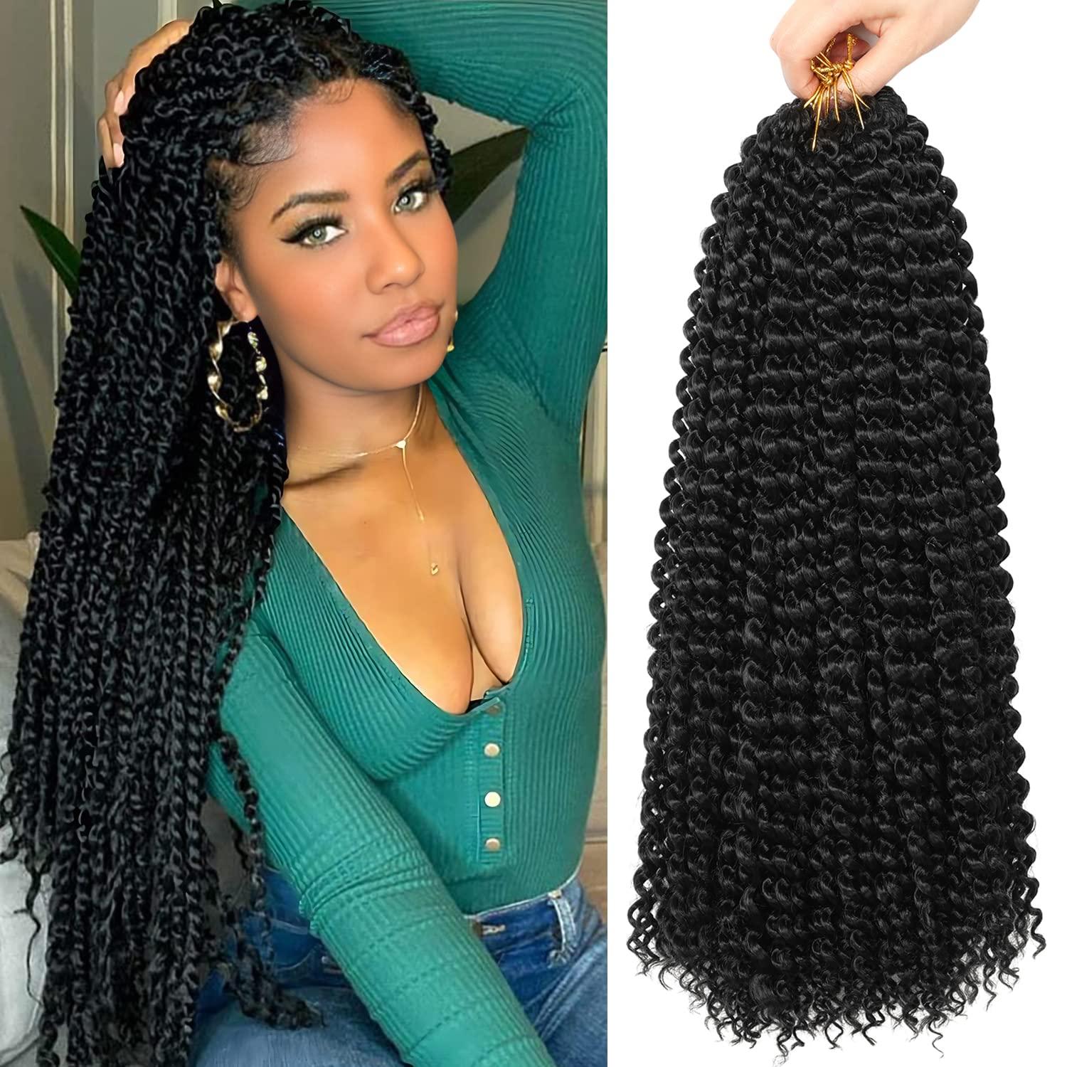 imageUbeleco Passion Twist Hair 18 Inch 6 Packs x22 strands pack132 Strands Full Head Water Wave Crochet Hair Long Curly Braiding Hair Spring Twist Braids Hair Extensions for Black Women1B