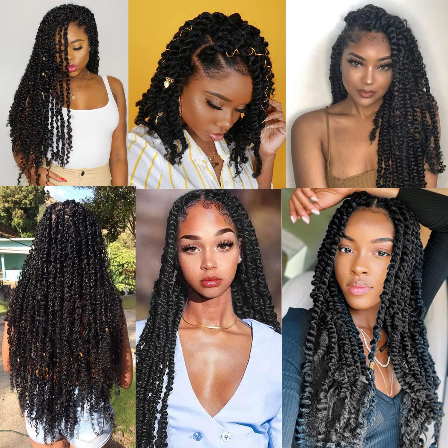 imageUbeleco Passion Twist Hair 18 Inch 6 Packs x22 strands pack132 Strands Full Head Water Wave Crochet Hair Long Curly Braiding Hair Spring Twist Braids Hair Extensions for Black Women1B