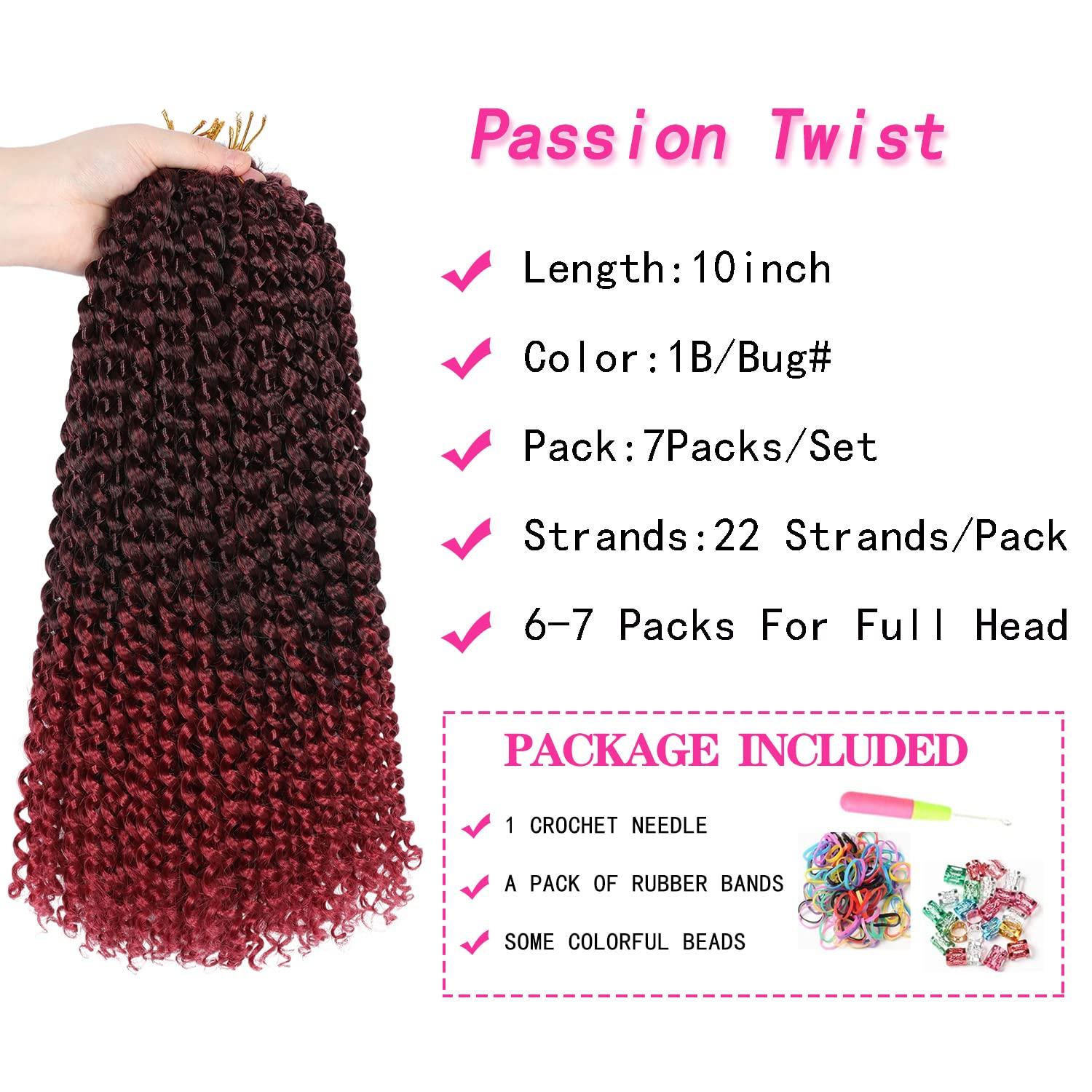 imageUbeleco Passion Twist Hair 18 Inch 6 Packs x22 strands pack132 Strands Full Head Water Wave Crochet Hair Long Curly Braiding Hair Spring Twist Braids Hair Extensions for Black Women1BBug