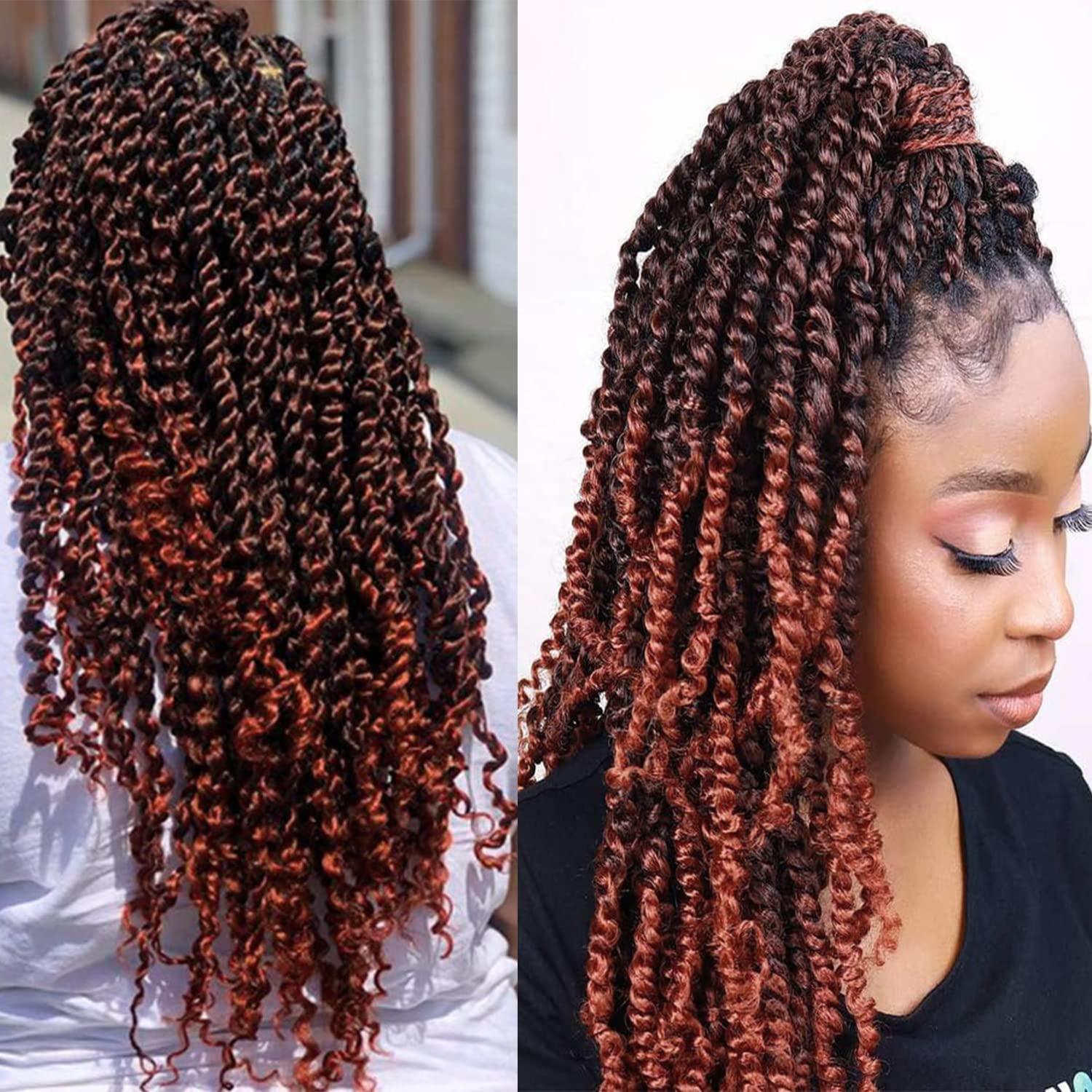 imageUbeleco Passion Twist Hair 18 Inch 6 Packs x22 strands pack132 Strands Full Head Water Wave Crochet Hair Long Curly Braiding Hair Spring Twist Braids Hair Extensions for Black Women1B350
