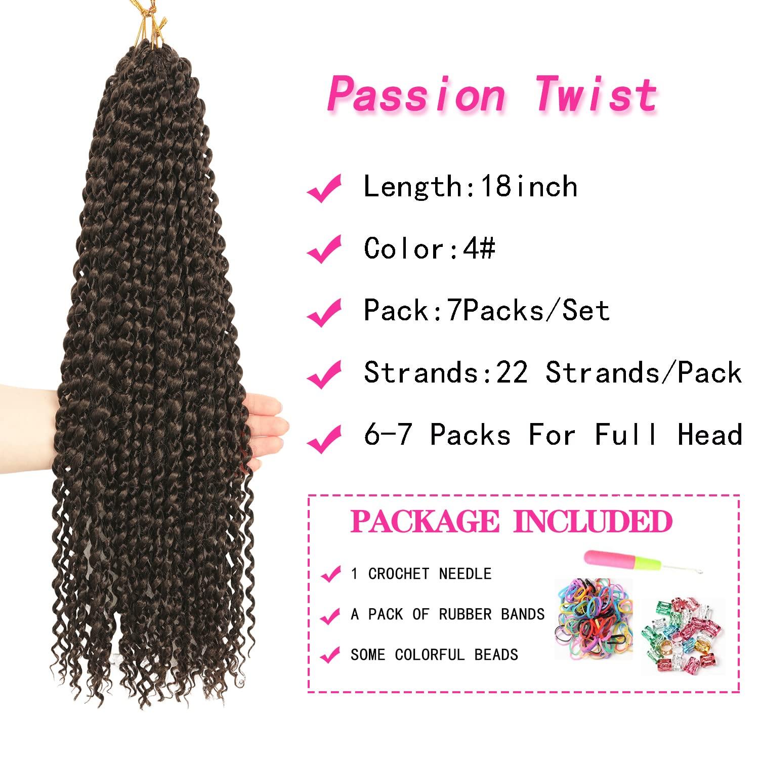 imageUbeleco Passion Twist Hair 18 Inch 6 Packs x22 strands pack132 Strands Full Head Water Wave Crochet Hair Long Curly Braiding Hair Spring Twist Braids Hair Extensions for Black Women4