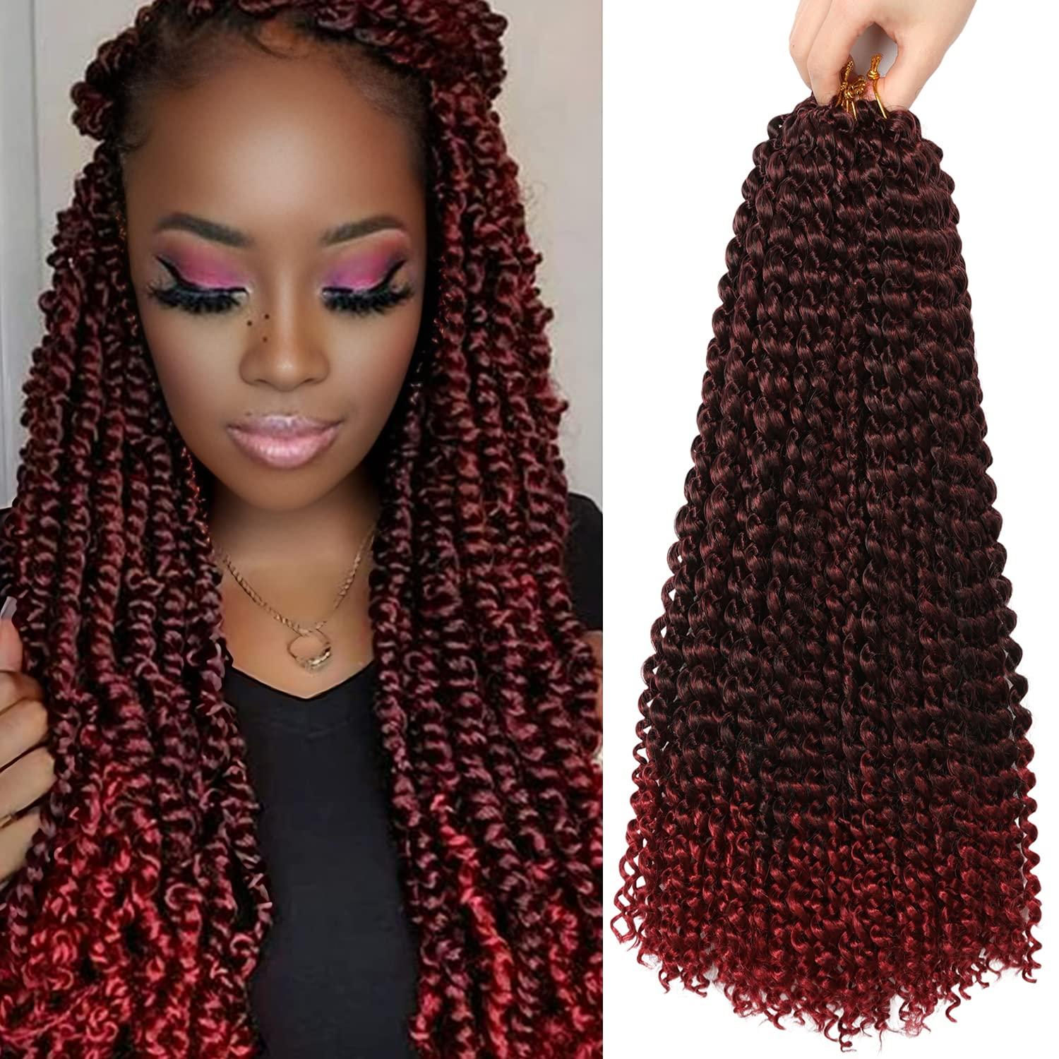 imageUbeleco Passion Twist Hair 18 Inch 6 Packs x22 strands pack132 Strands Full Head Water Wave Crochet Hair Long Curly Braiding Hair Spring Twist Braids Hair Extensions for Black Women1BBug