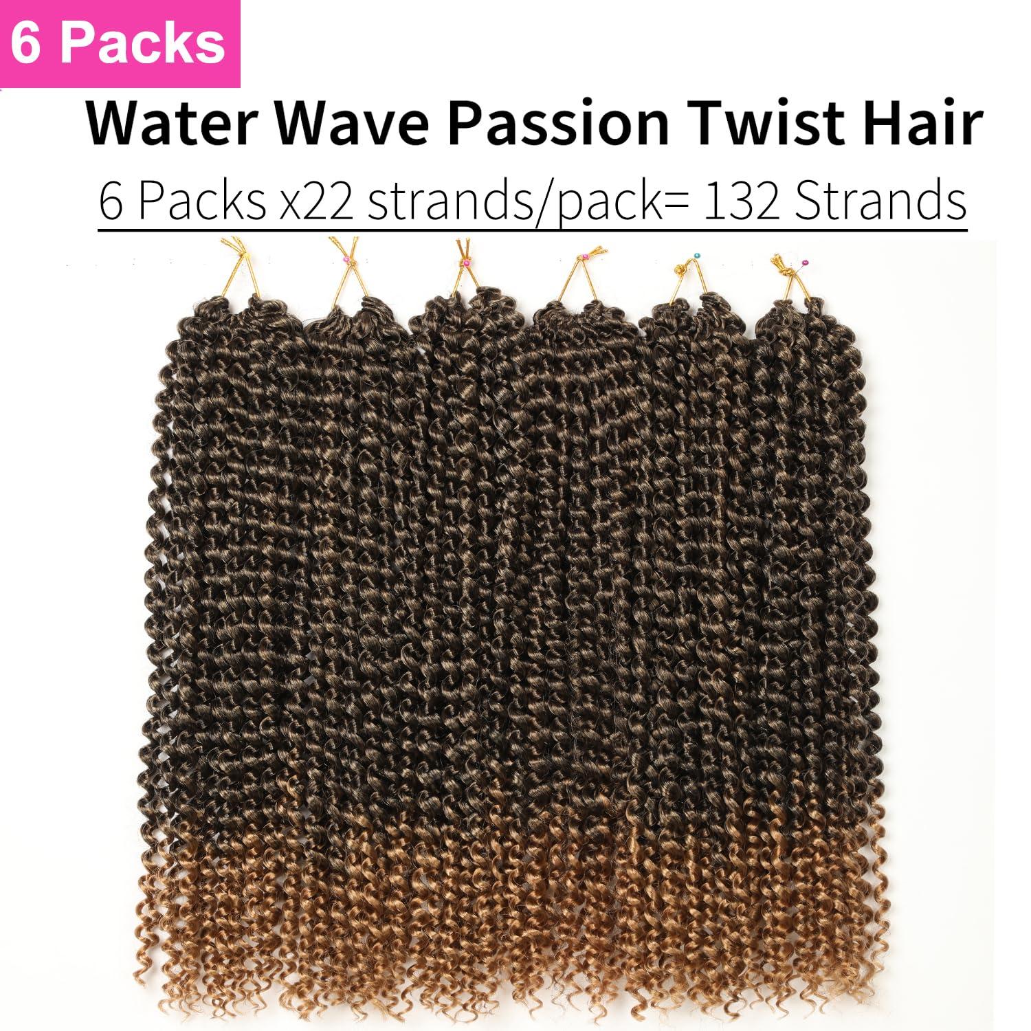 imageUbeleco Passion Twist Hair 18 Inch 6 Packs x22 strands pack132 Strands Full Head Water Wave Crochet Hair Long Curly Braiding Hair Spring Twist Braids Hair Extensions for Black Women1B27