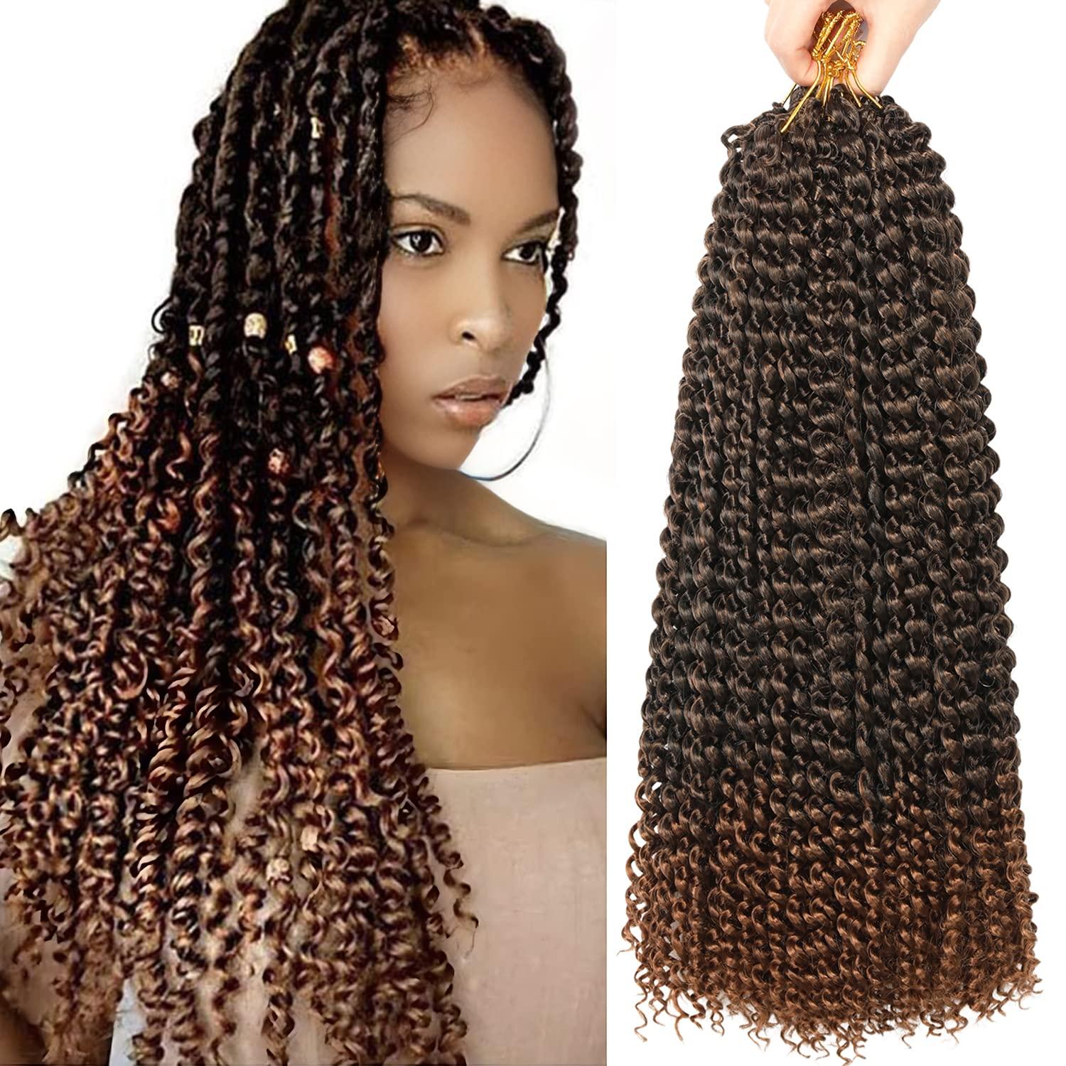 imageUbeleco Passion Twist Hair 18 Inch 6 Packs x22 strands pack132 Strands Full Head Water Wave Crochet Hair Long Curly Braiding Hair Spring Twist Braids Hair Extensions for Black Women1B30