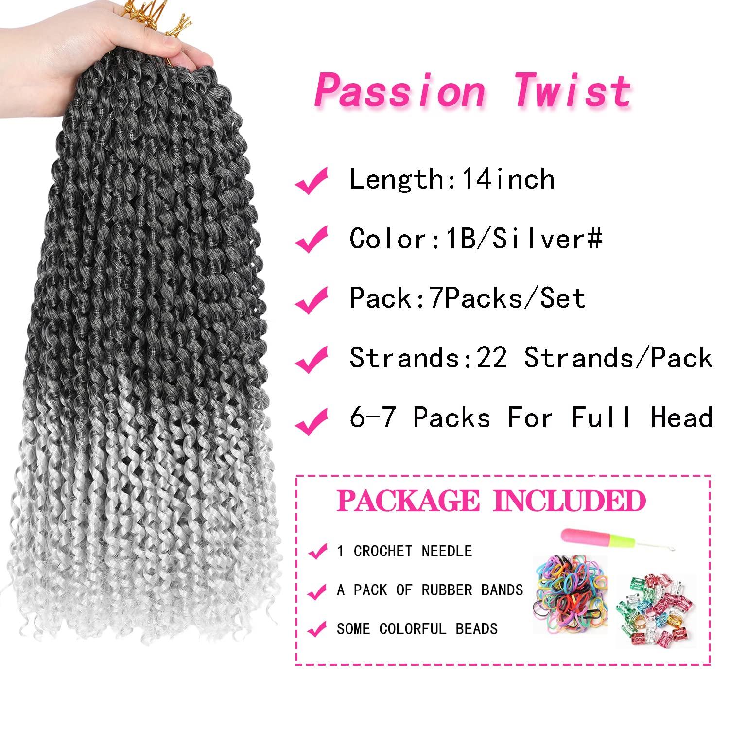 imageUbeleco Passion Twist Hair 18 Inch 6 Packs x22 strands pack132 Strands Full Head Water Wave Crochet Hair Long Curly Braiding Hair Spring Twist Braids Hair Extensions for Black Women1BGray