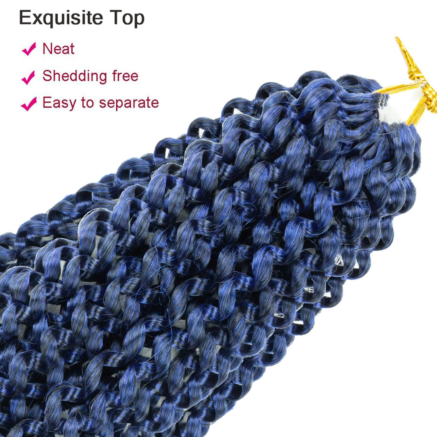 imageUbeleco Passion Twist Hair 18 Inch 6 Packs x22 strands pack132 Strands Full Head Water Wave Crochet Hair Long Curly Braiding Hair Spring Twist Braids Hair Extensions for Black Women1BBlue